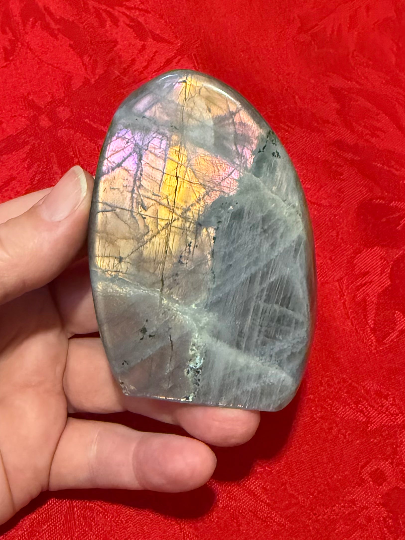 3-1/8” Purple & Orange Labradorite Polished Freestander