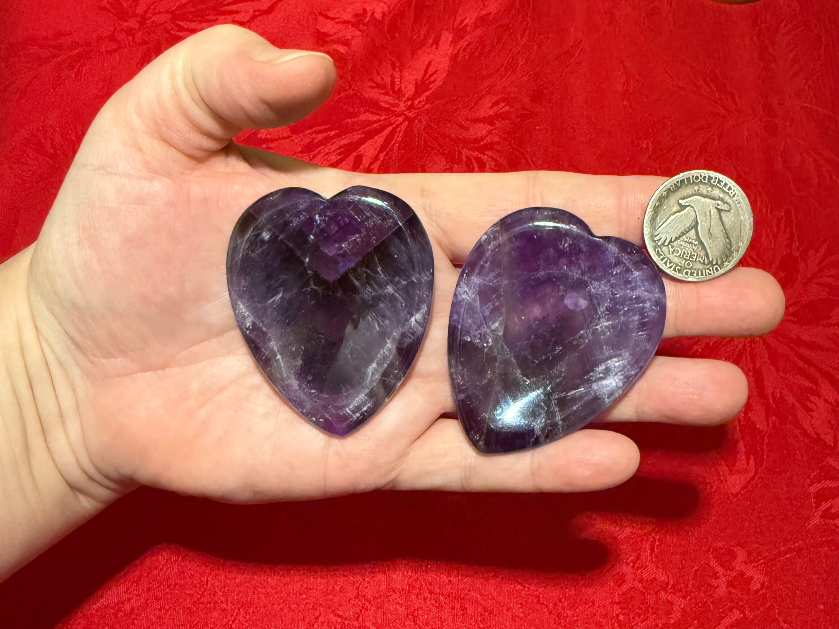 2.25” Chevron Amethyst Heart Worry Stone