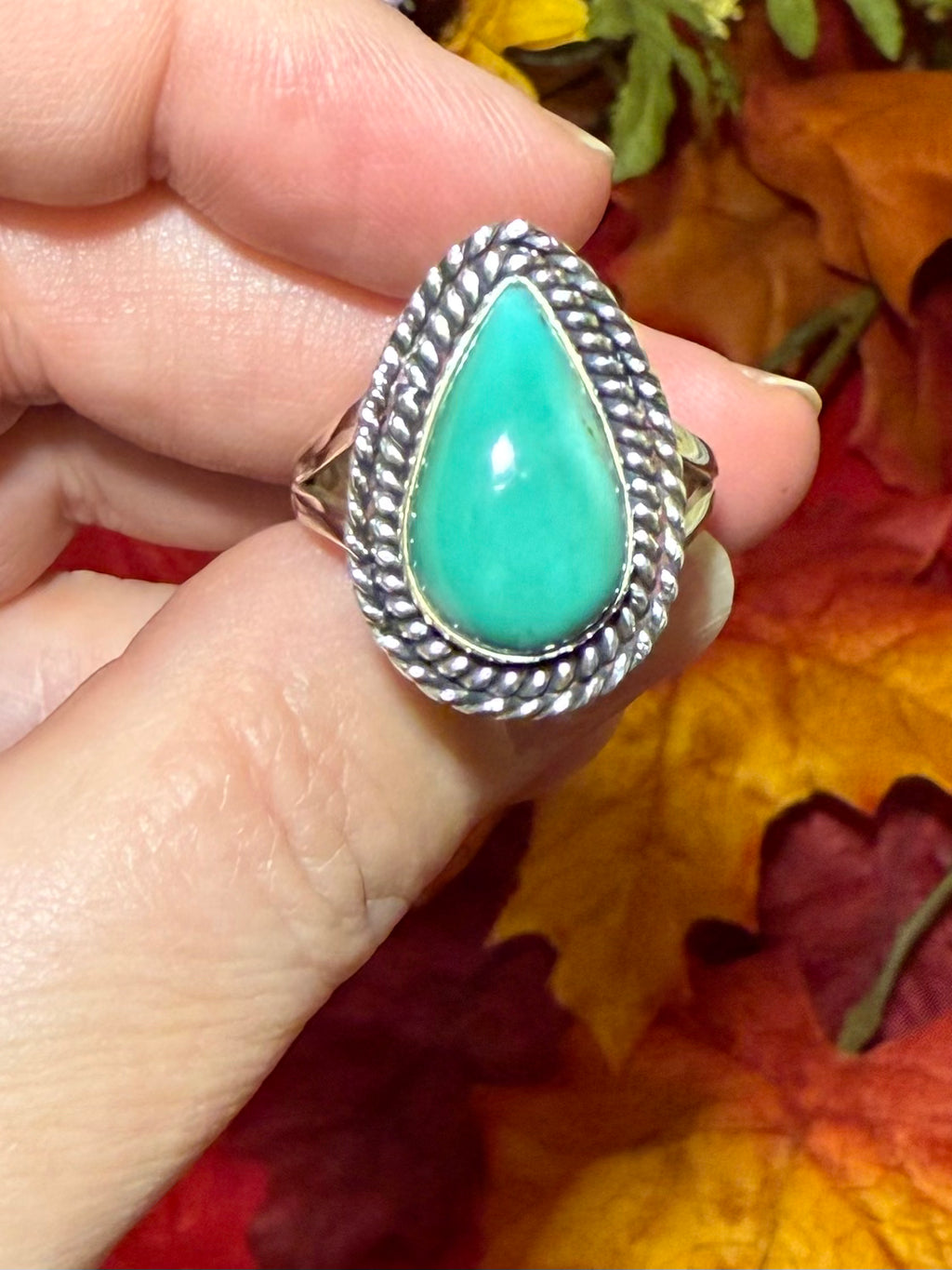 Turquoise Sterling Silver Ring, size 9-1/4