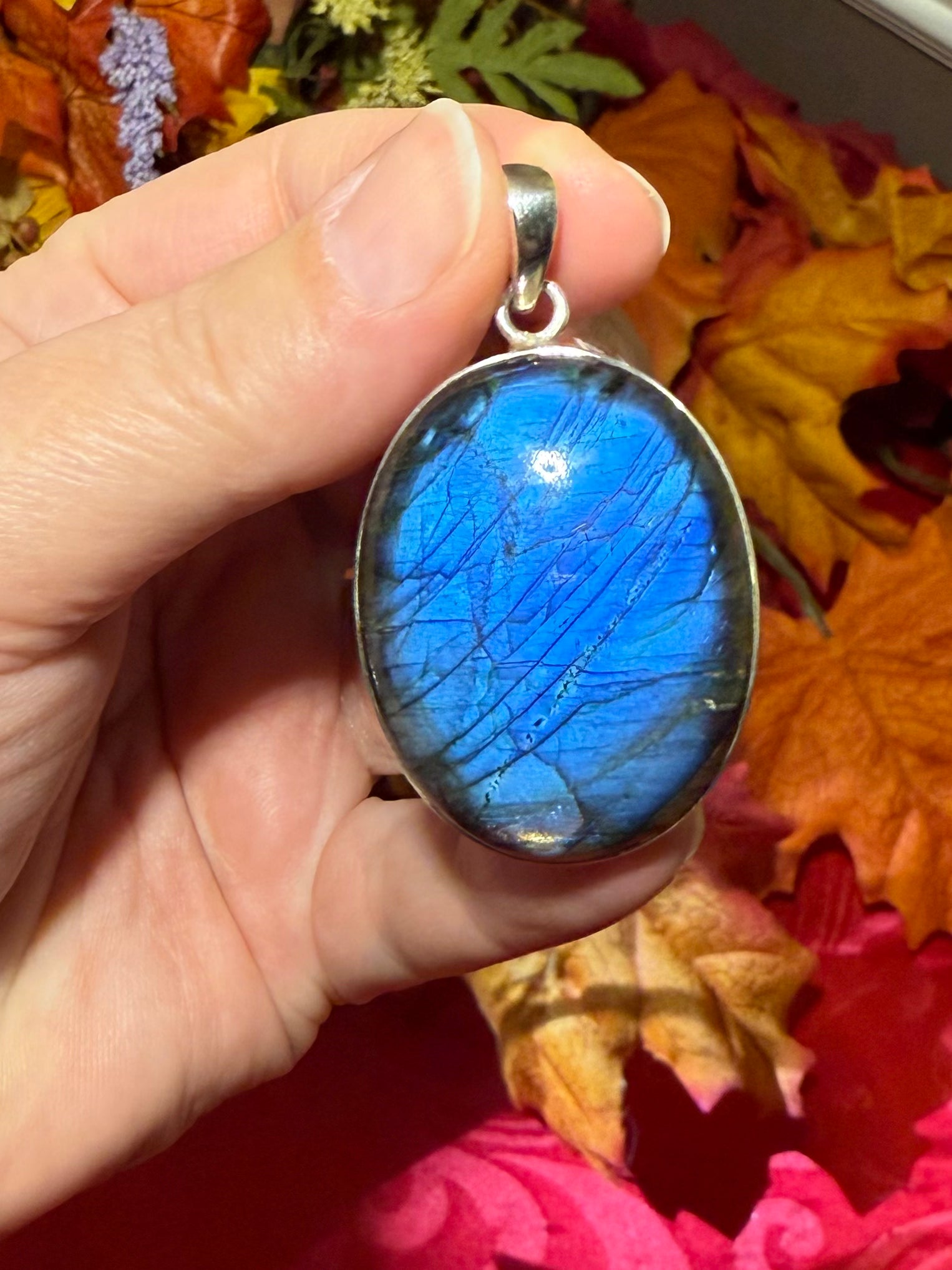 2-1/8” Labradorite Sterling Silver Pendant