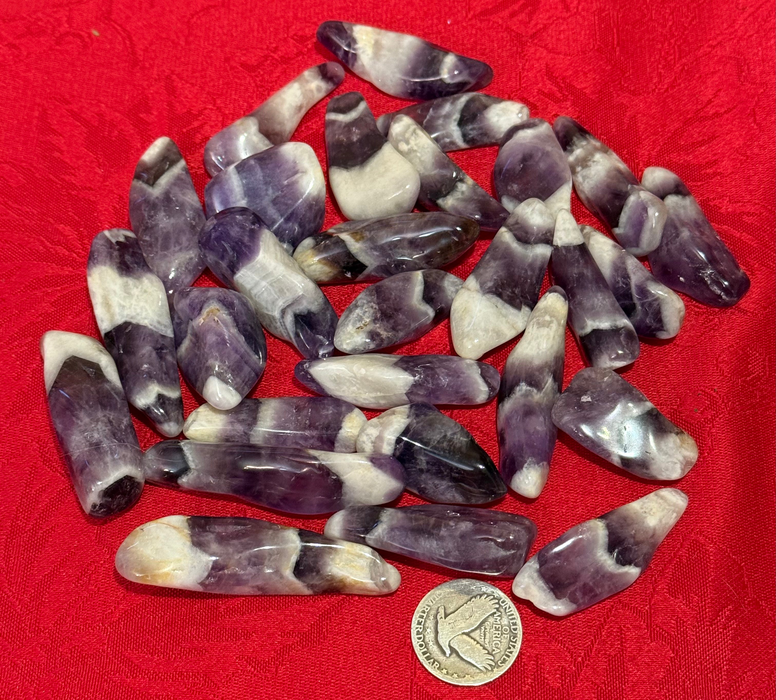 Large Chevron Amethyst Tumbled Polished Stone