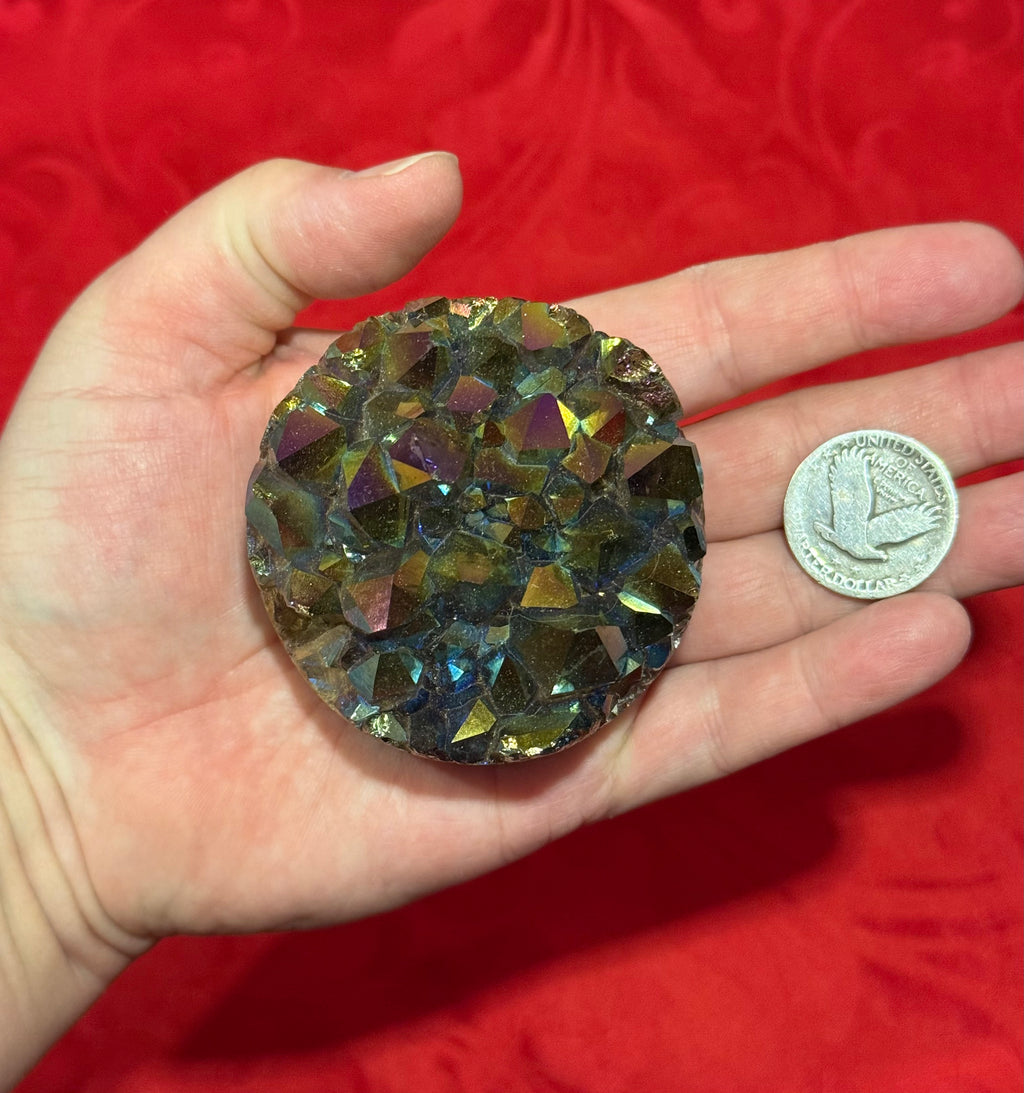 2.5” Rainbow Aura Amethyst Geode Cylinder Core