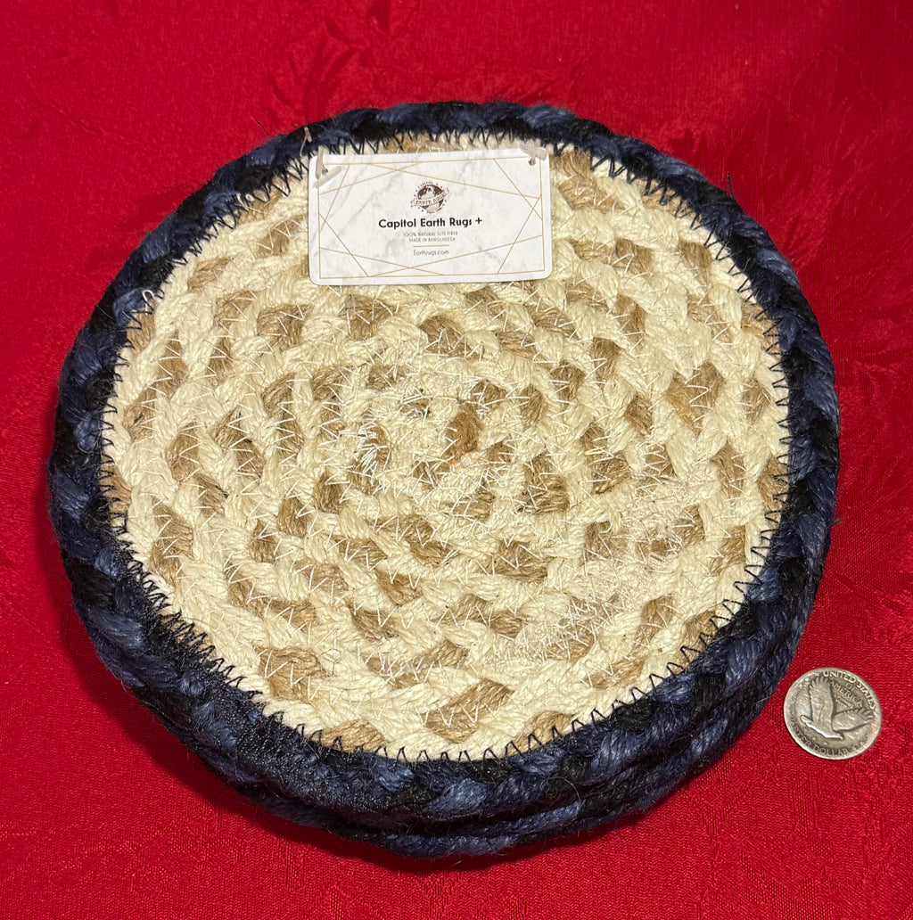 7” Natural Jute Braided Rug Sun Design Coaster