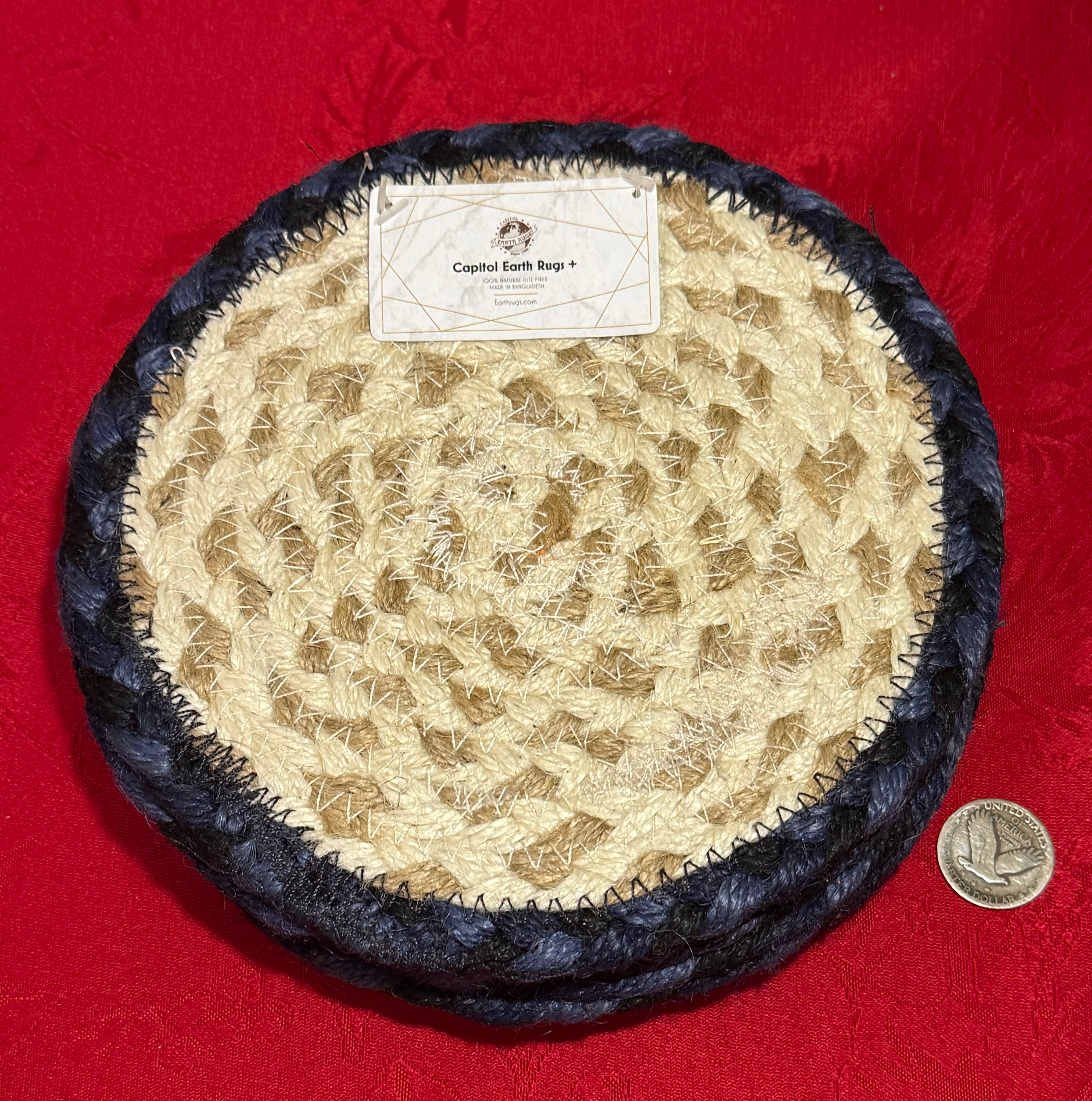 7” Natural Jute Braided Rug Sun Design Coaster