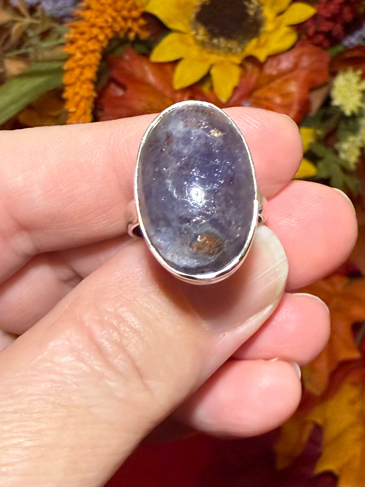 Iolite Sunstone Sterling Silver Ring, size 6-1/2
