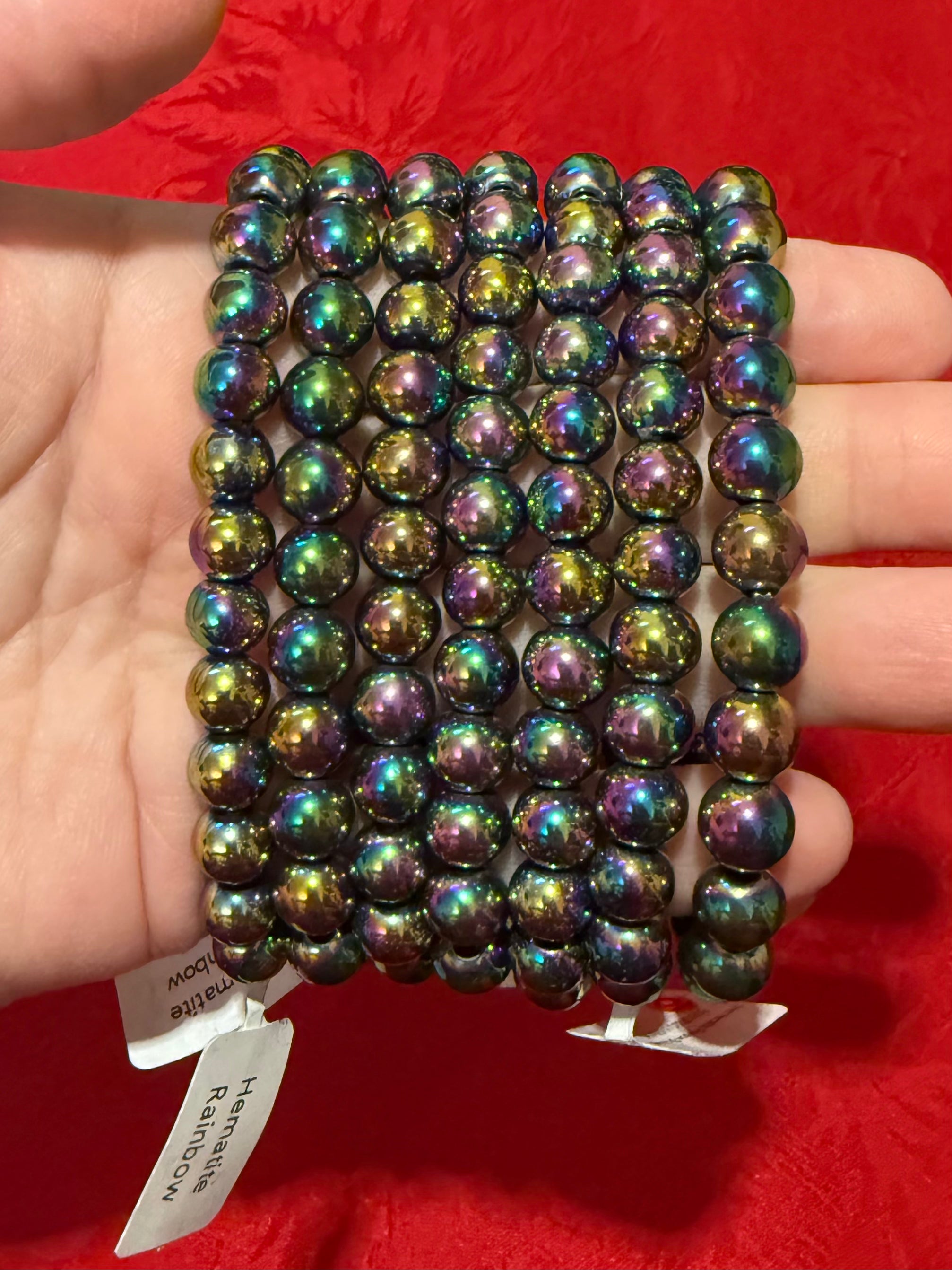 8mm Rainbow Hematite Bead Stretch Bracelet