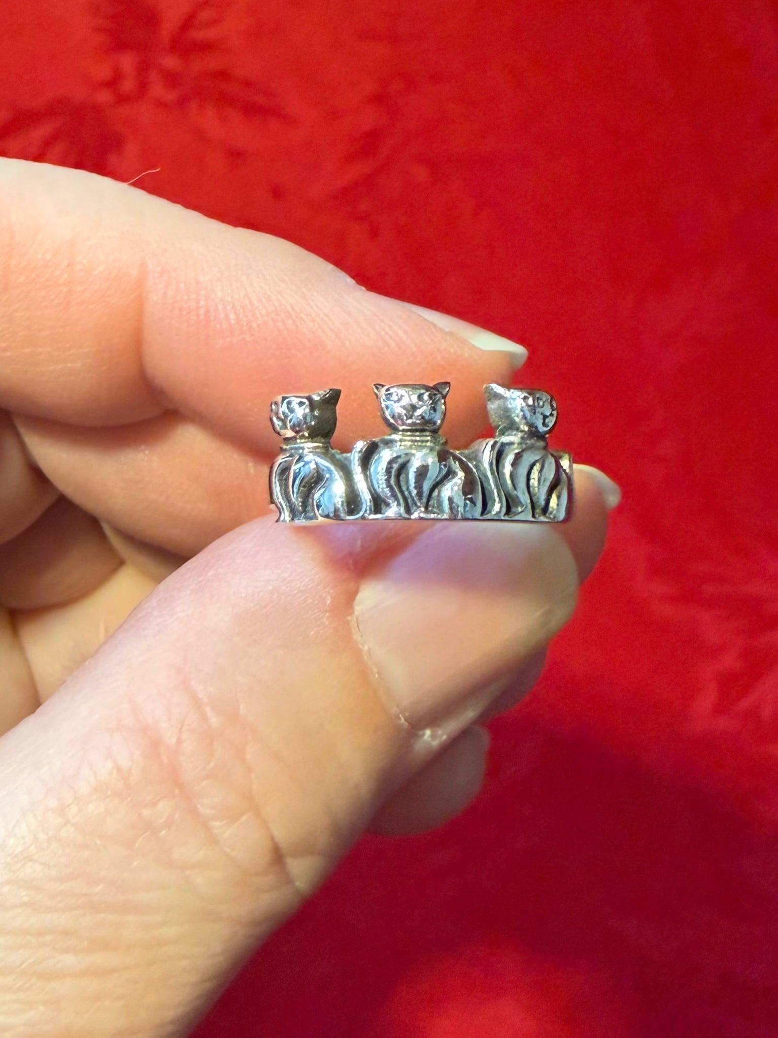 Sterling Silver Cat Ring, size 6-1/4