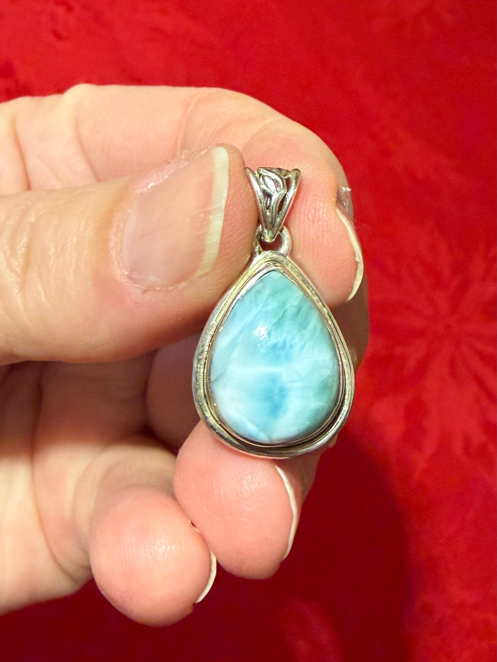 1” Larimar Sterling Silver Pendant