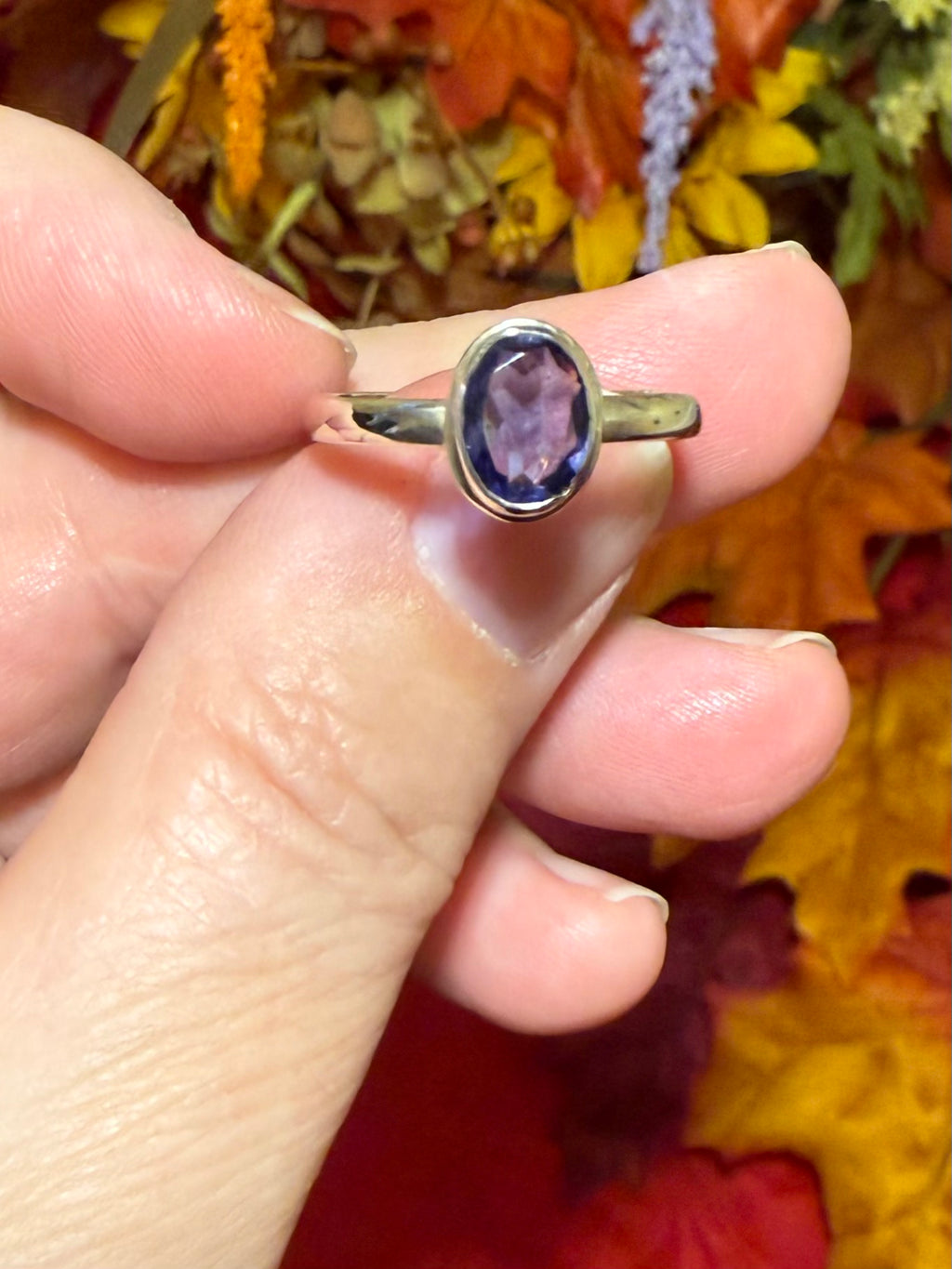 Faceted Iolite Sterling Silver Ring, size 9