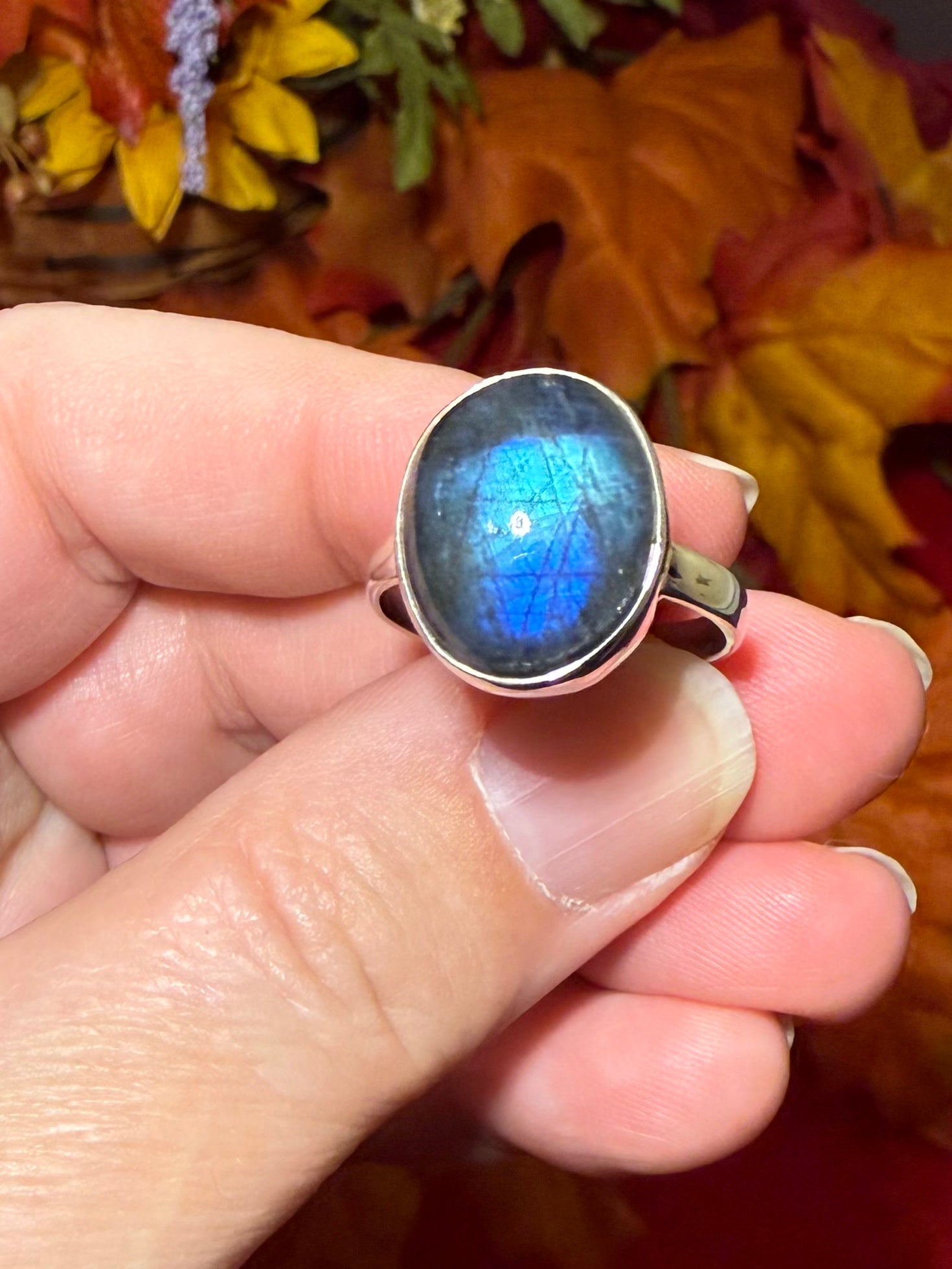 Labradorite Sterling Silver Ring, size 9-1/4