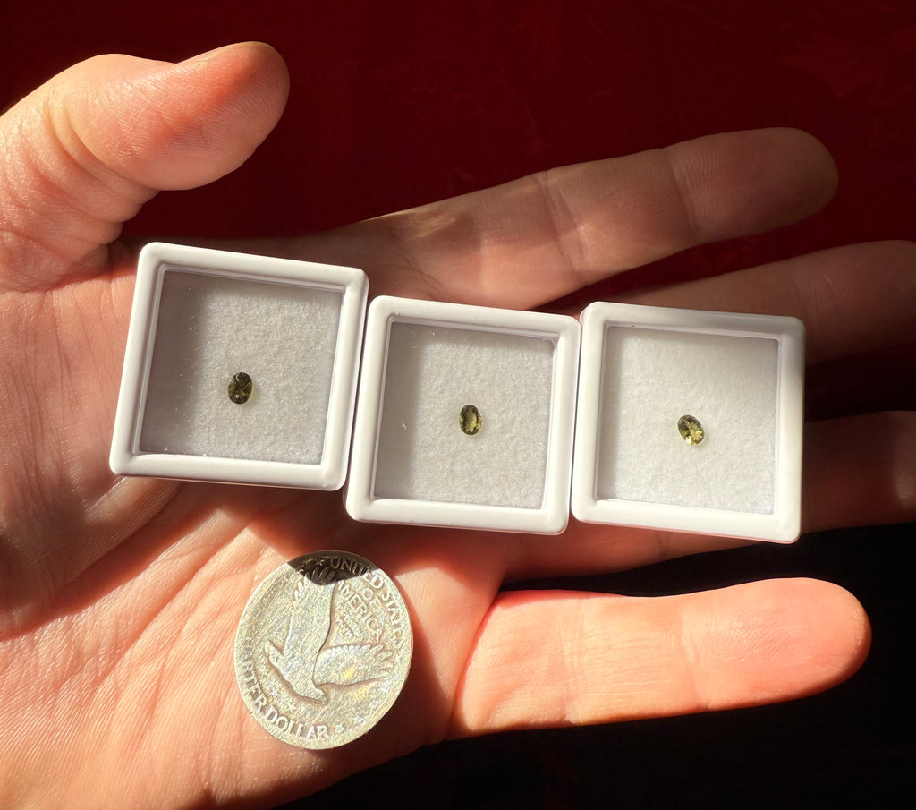 4mm Genuine Moldavite Oval Facet in Acrylic Case