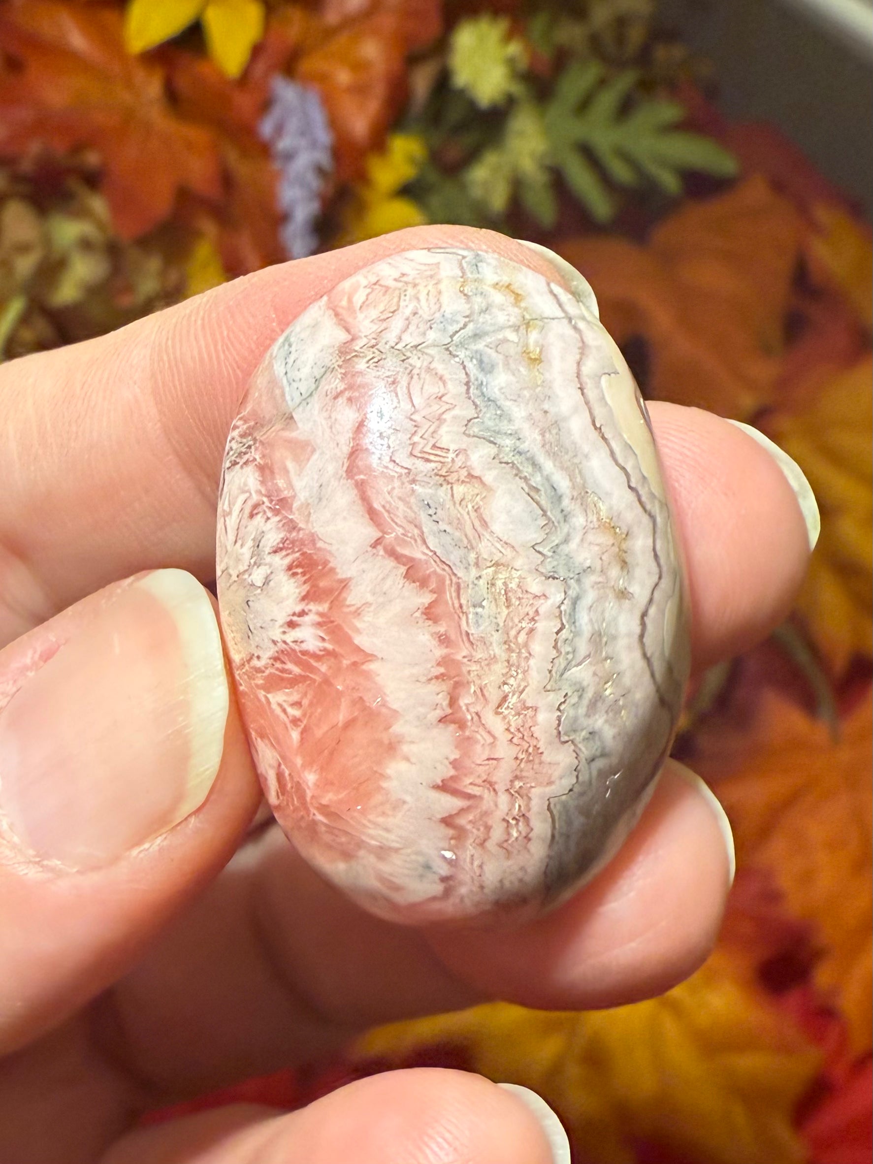 35mm Rhodochrosite Palm Stone, 24g