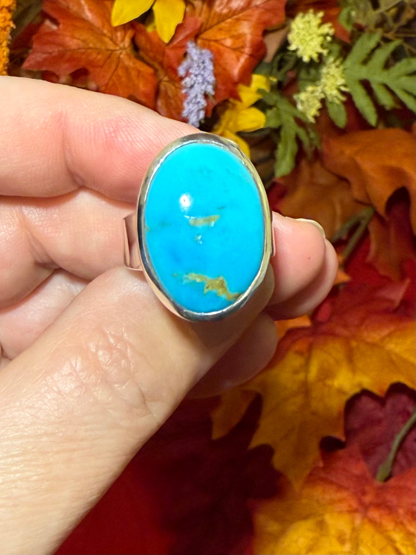 Sleeping Beauty Turquoise Sterling Silver Ring, size 8-1/2