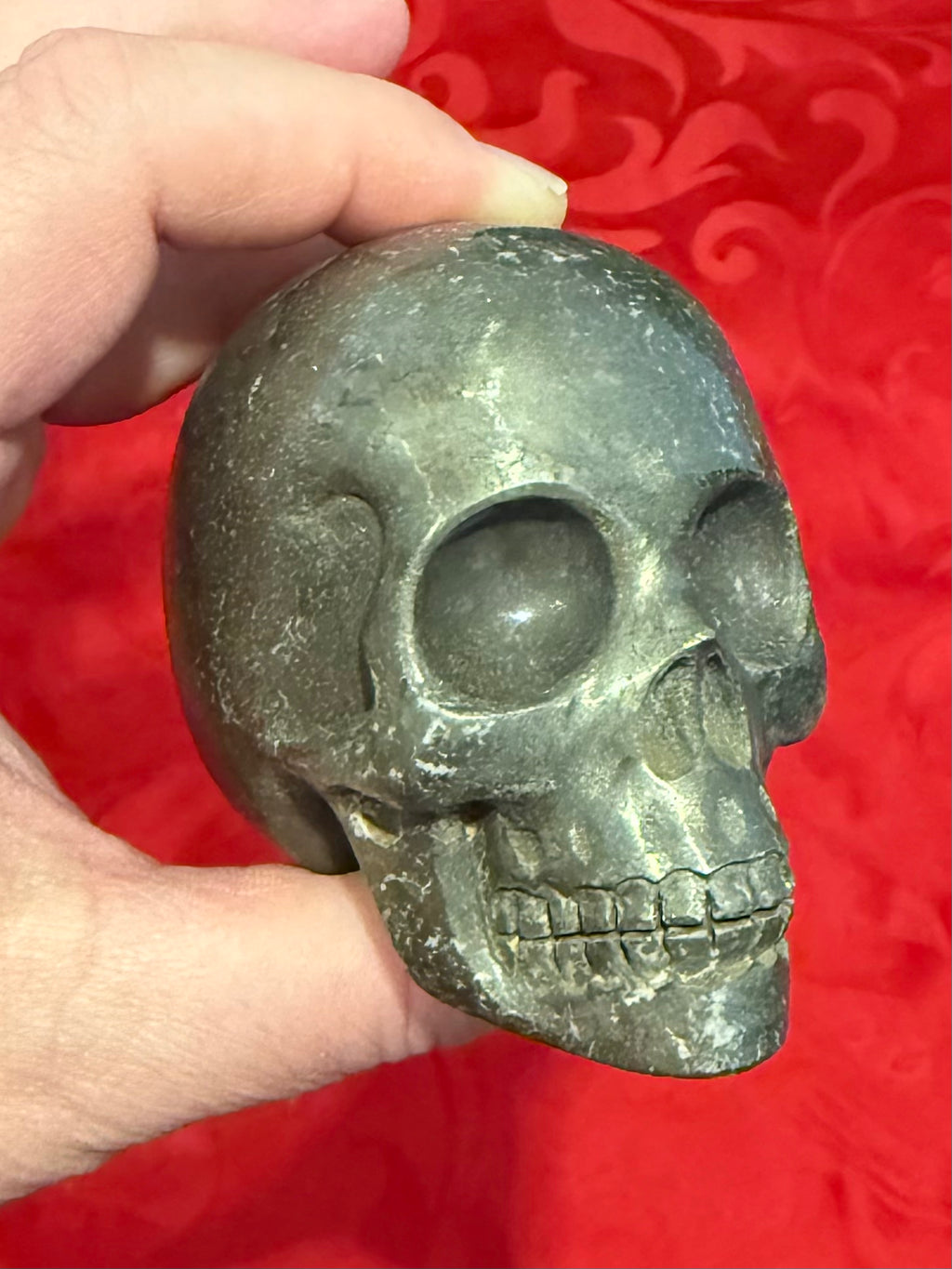 3” Carved Pyrite Skull