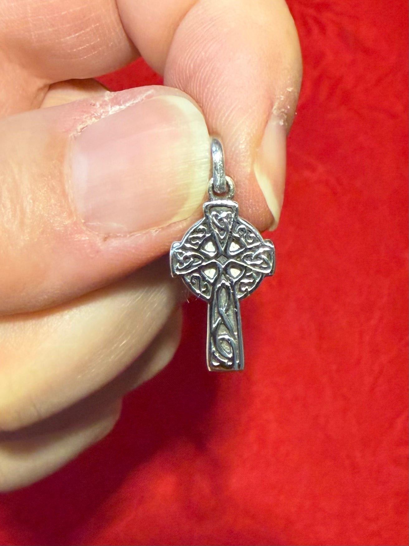7/8” Sterling Silver Celtic Cross Charm Pendant