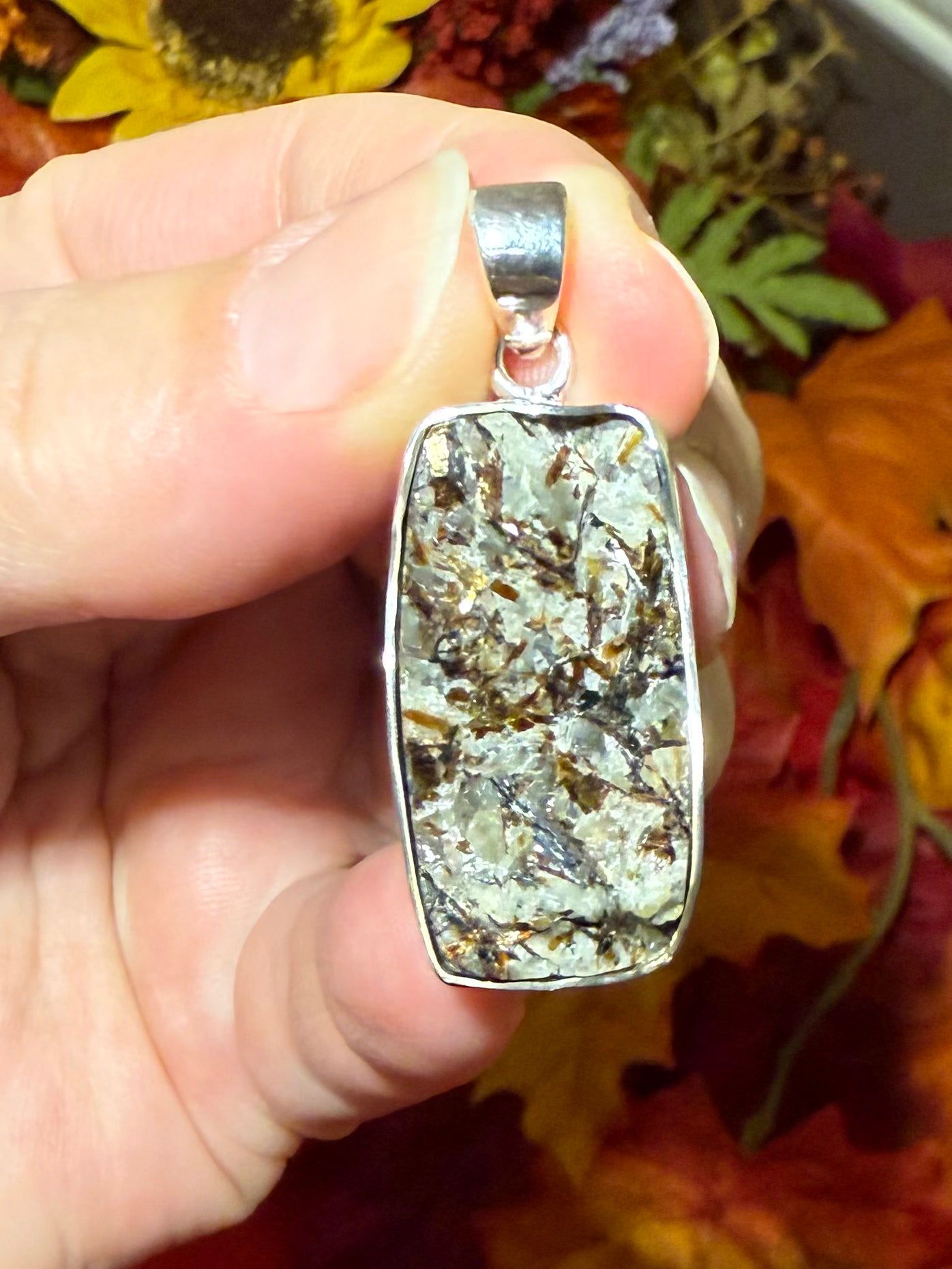 1.5” Rough Astrophyllite Sterling Silver Pendant
