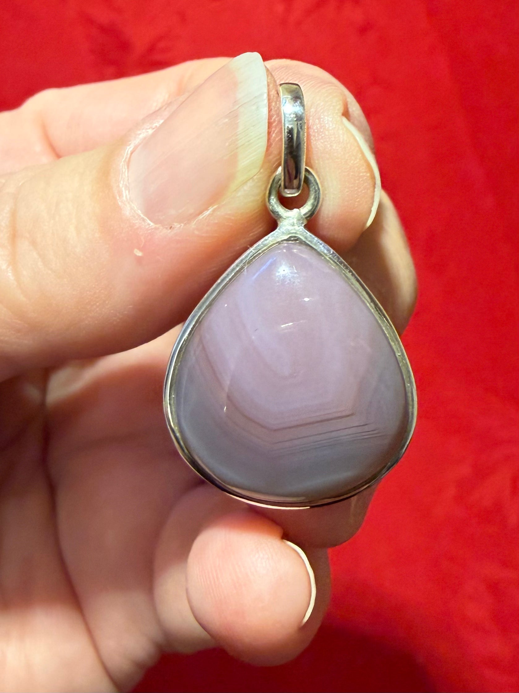 1-3/8” Botswana Agate Sterling Silver Pendant
