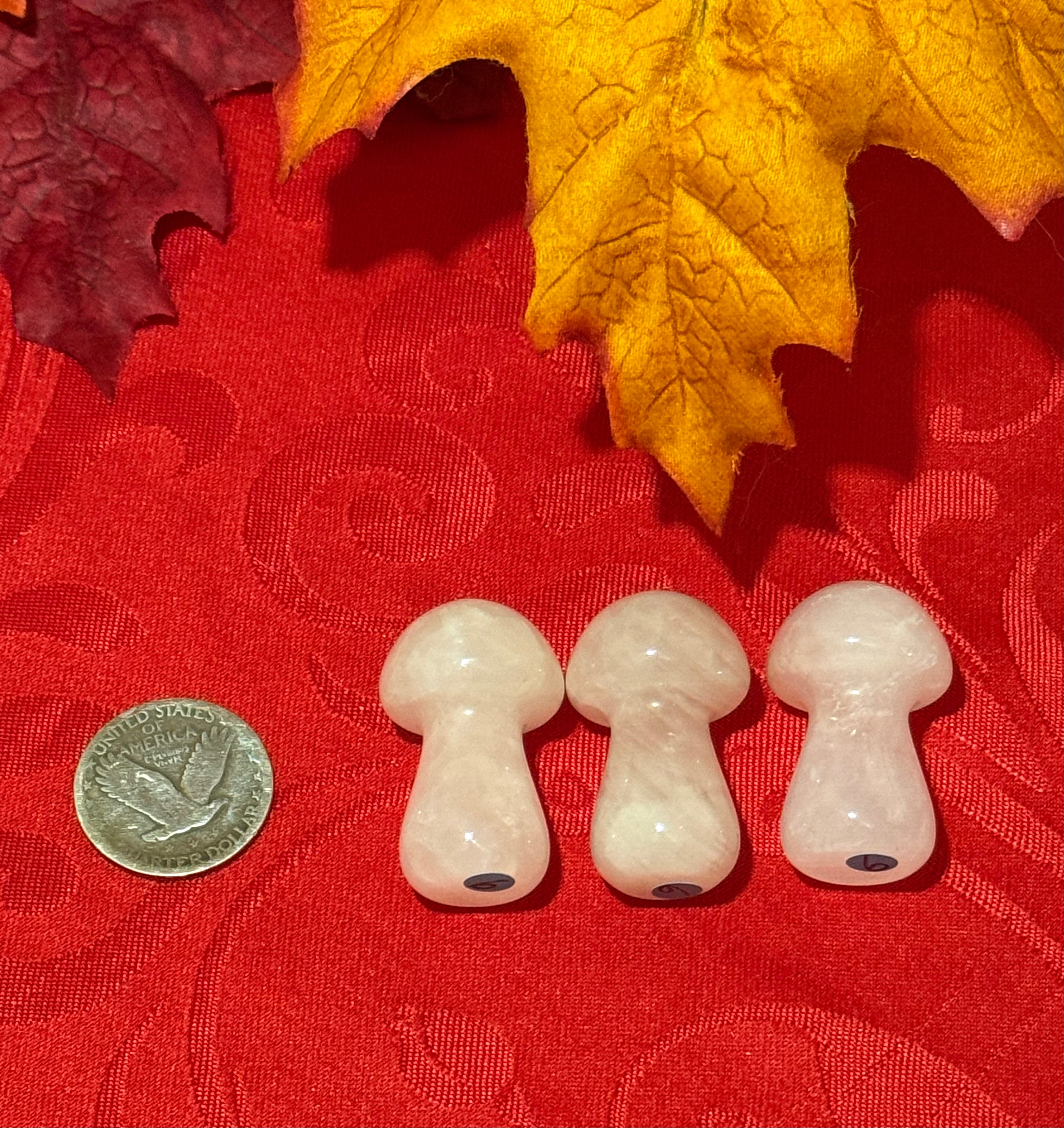 35mm Rose Quartz Carved Mushroom