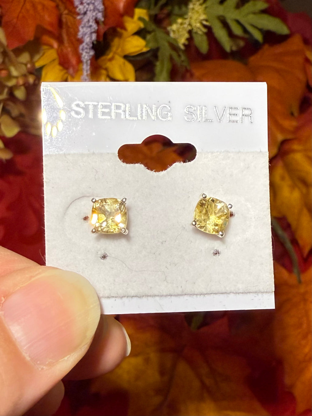 Faceted Citrine Sterling Silver Stud Pierced Earrings