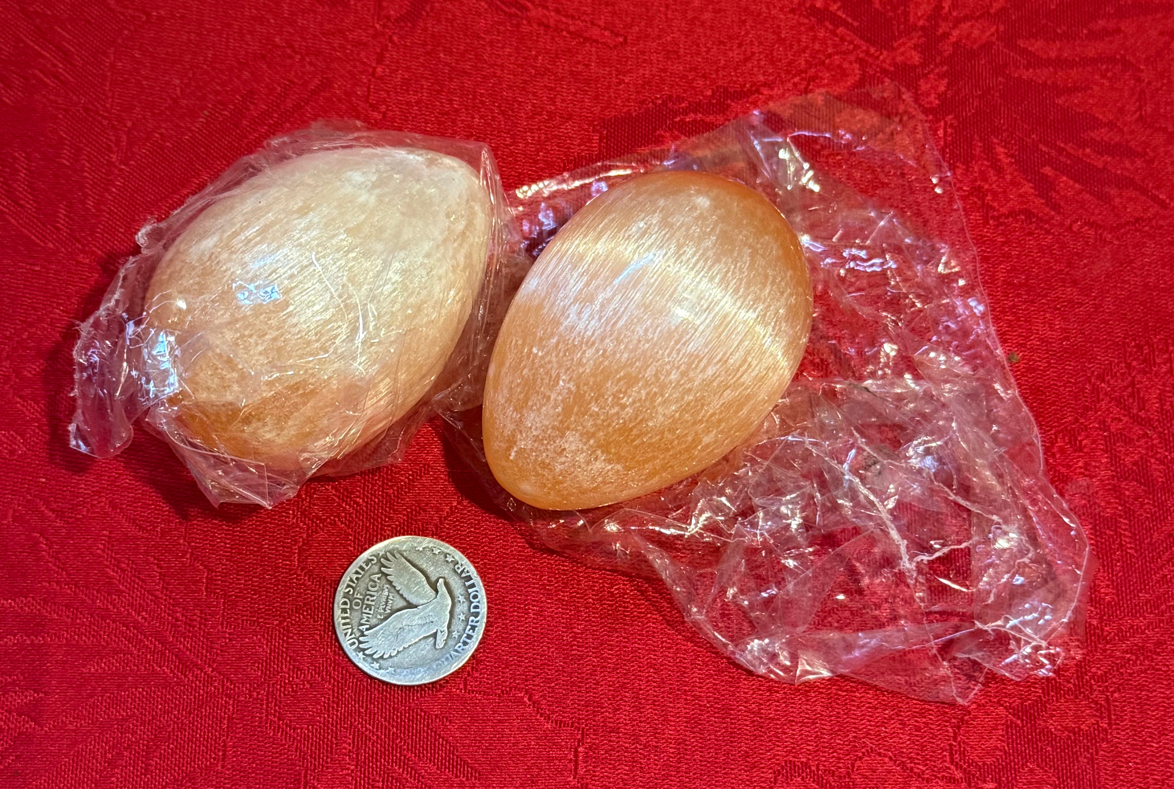 60mm Peach or Orange Selenite Egg
