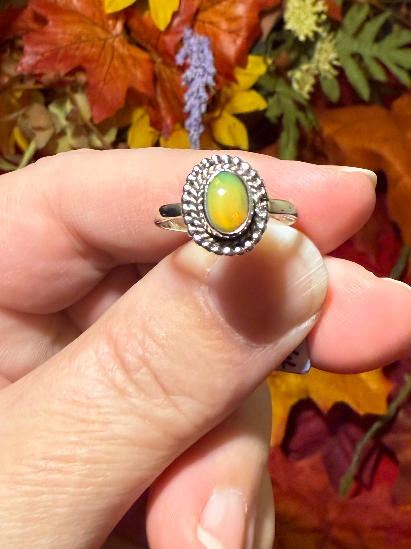 Ethiopian Opal Sterling Silver Ring, size 6-1/4