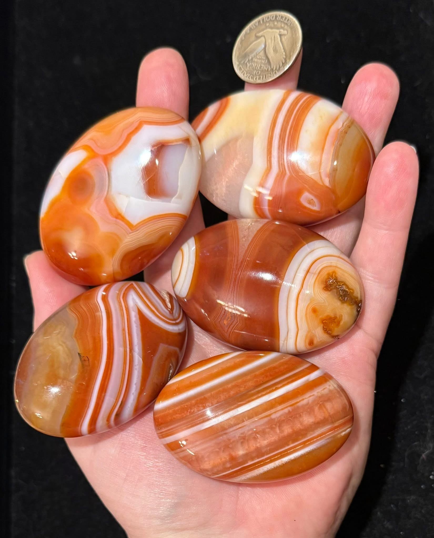 Carnelian Agate Palm Stone