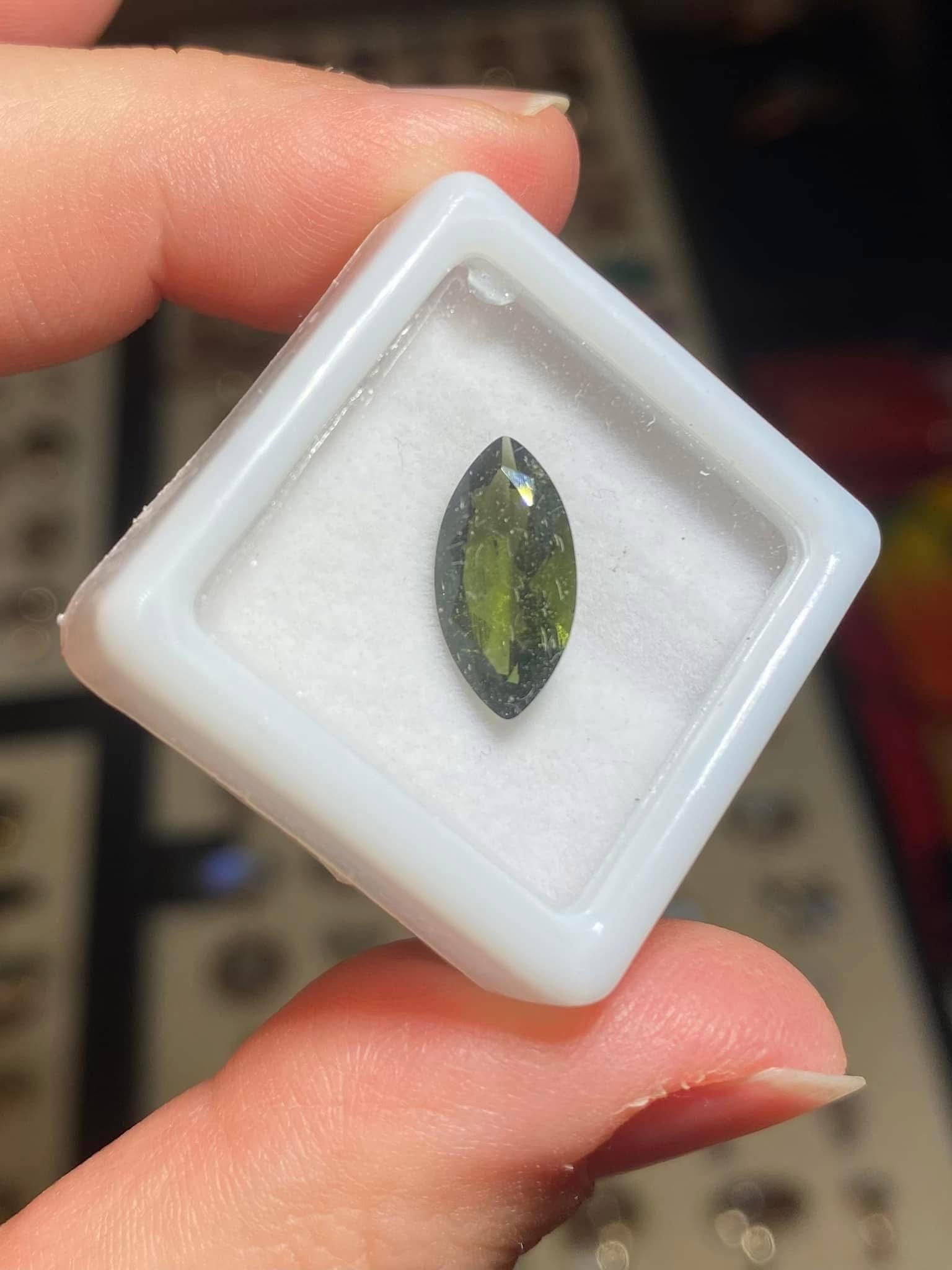 14mm Faceted Marquis Genuine Moldavite Gemstone