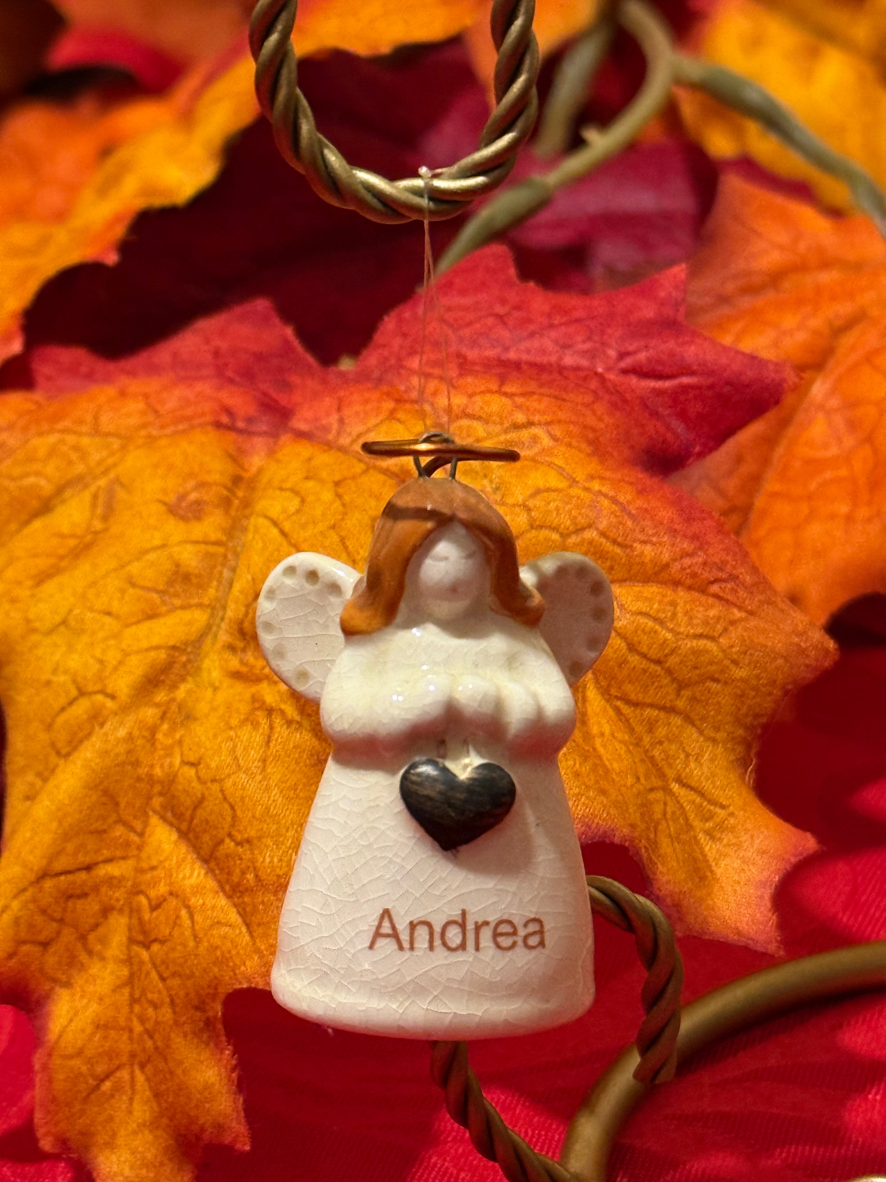 Name “Andrea” Porcelain Angel Ornament