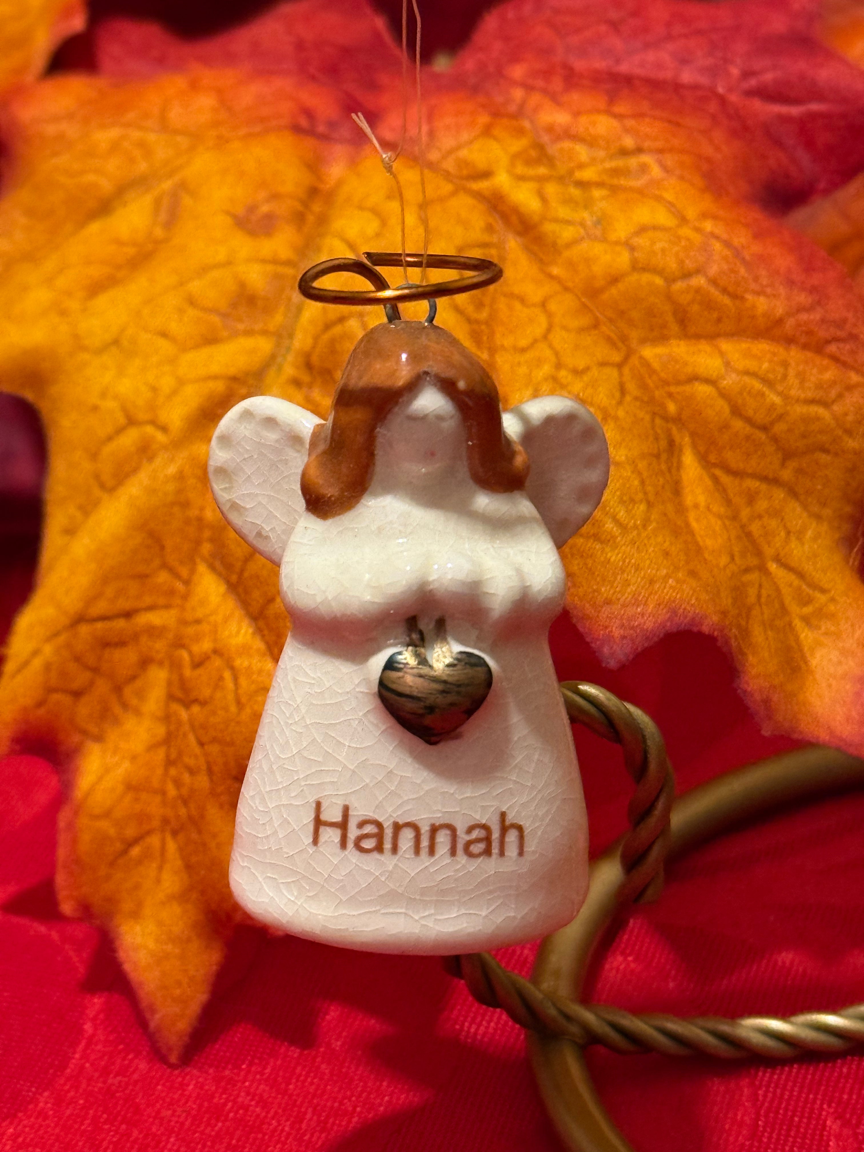 Name “Hannah” Porcelain Angel Ornament