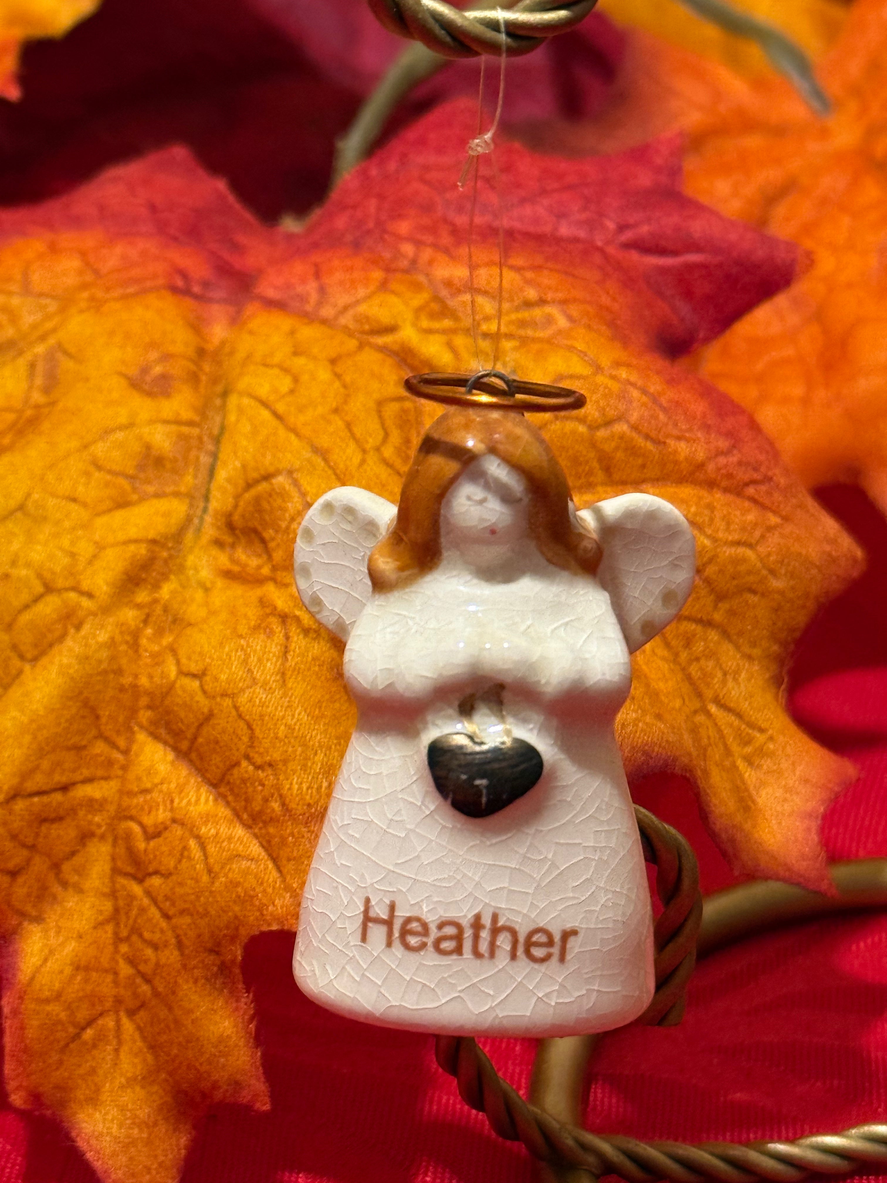 Name “Heather” Porcelain Angel Ornament