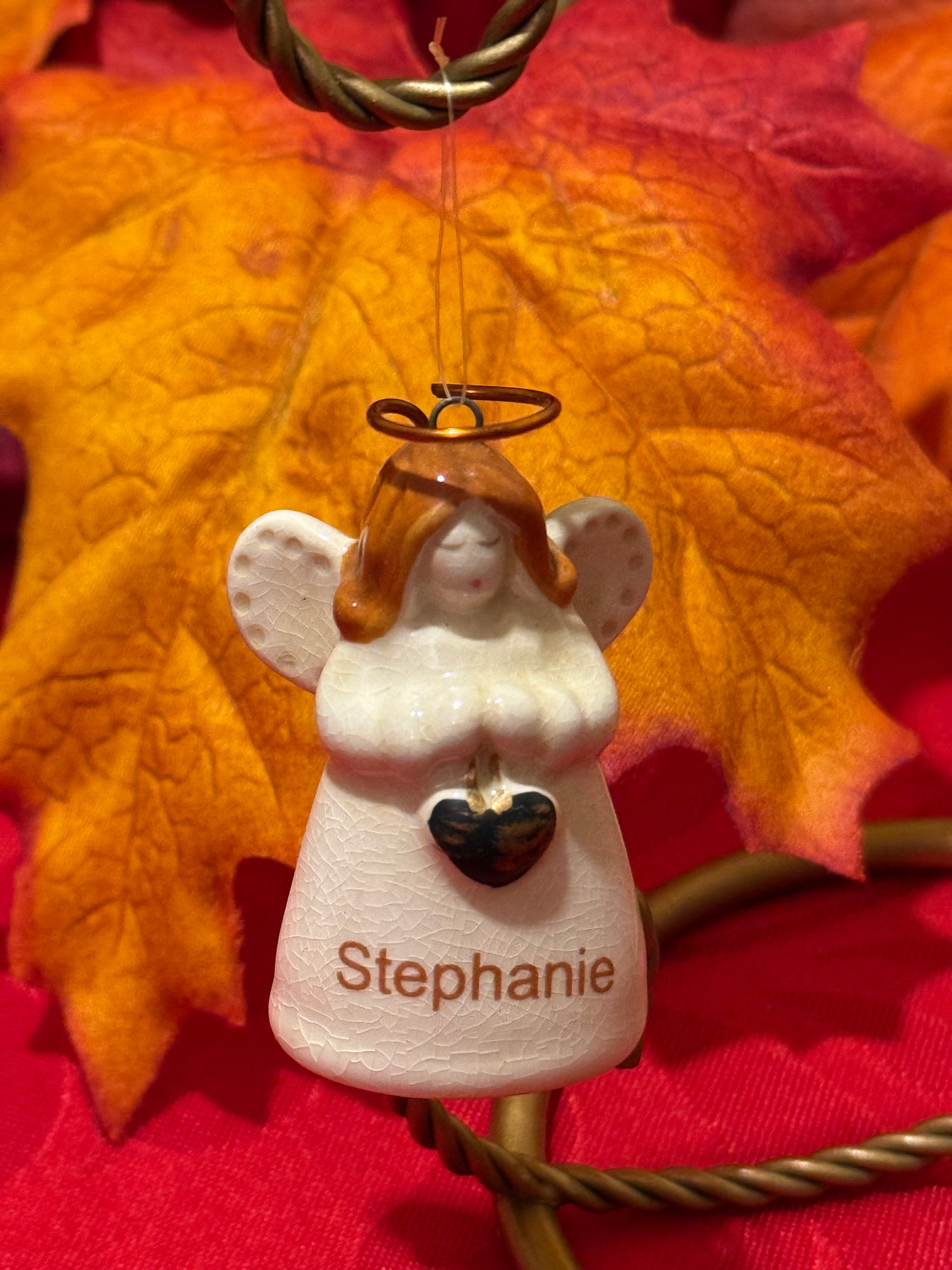 Name “Stephanie” Porcelain Angel Ornament