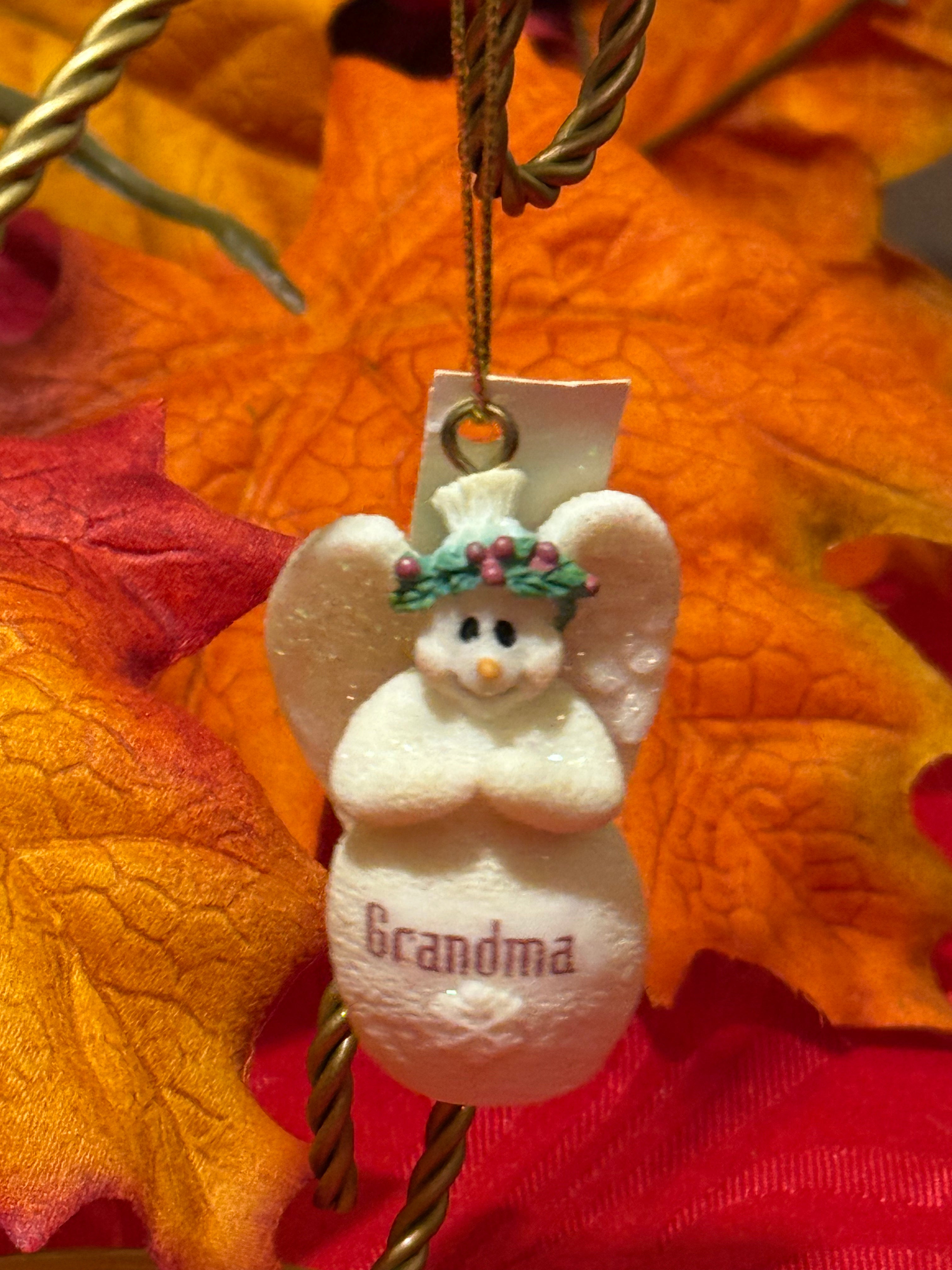 Ganz Name “Grandma” Porcelain Glitter Snowman Angel Ornament