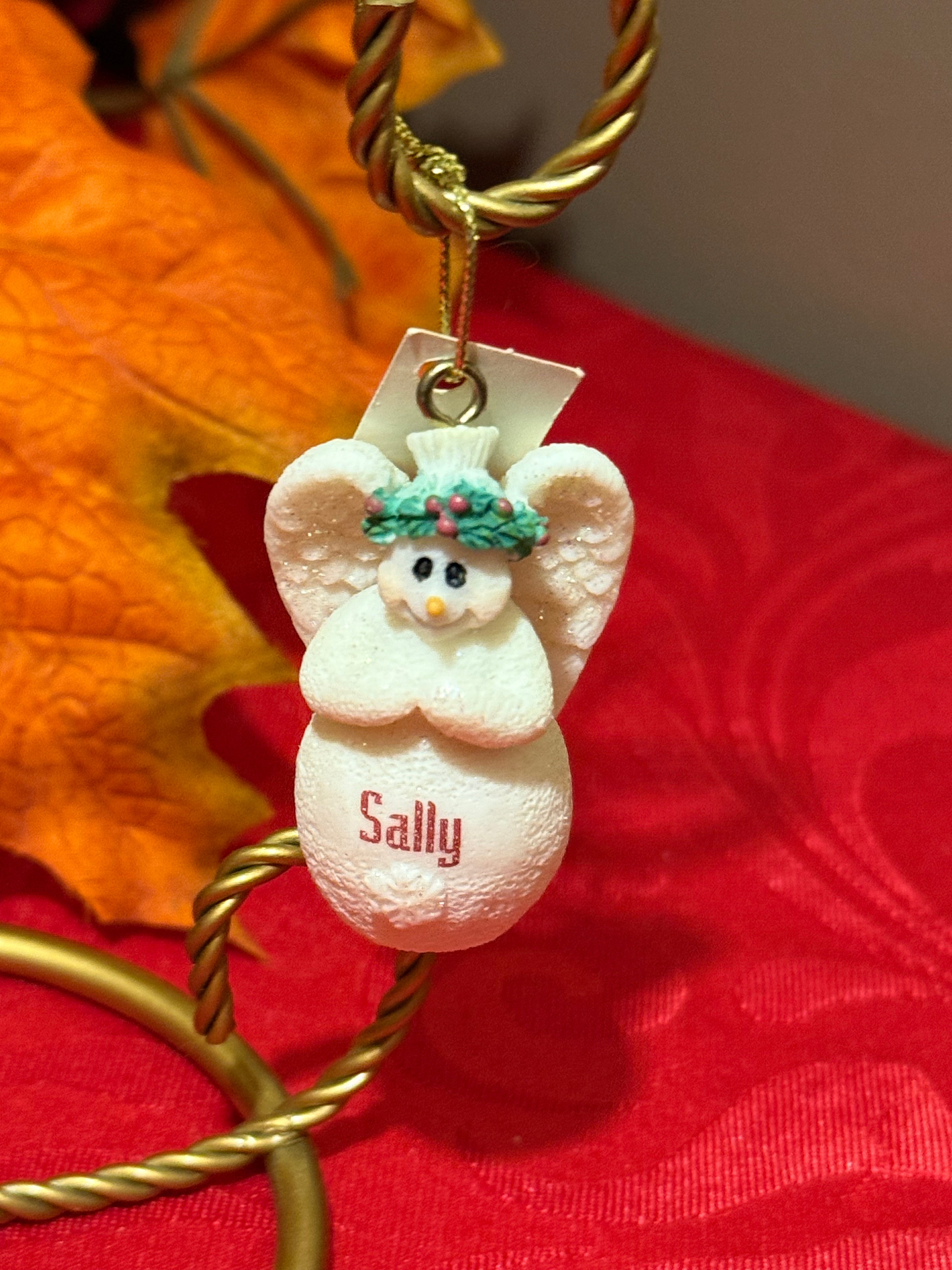 Ganz Name “Sally” Porcelain Glitter Snowman Angel Ornament