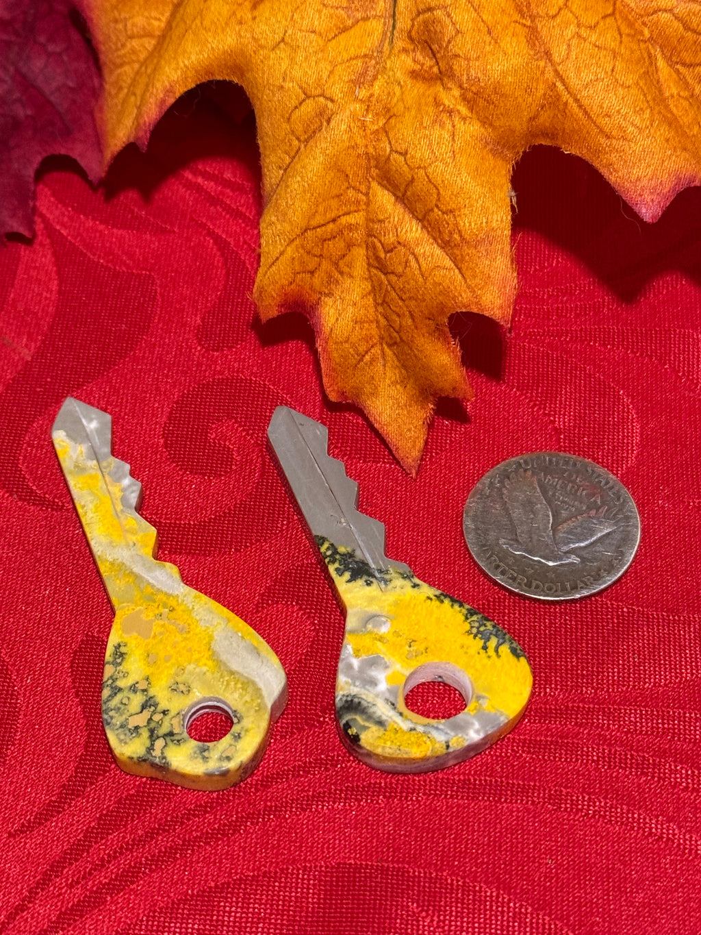 Bumblebee Jasper Carved Key