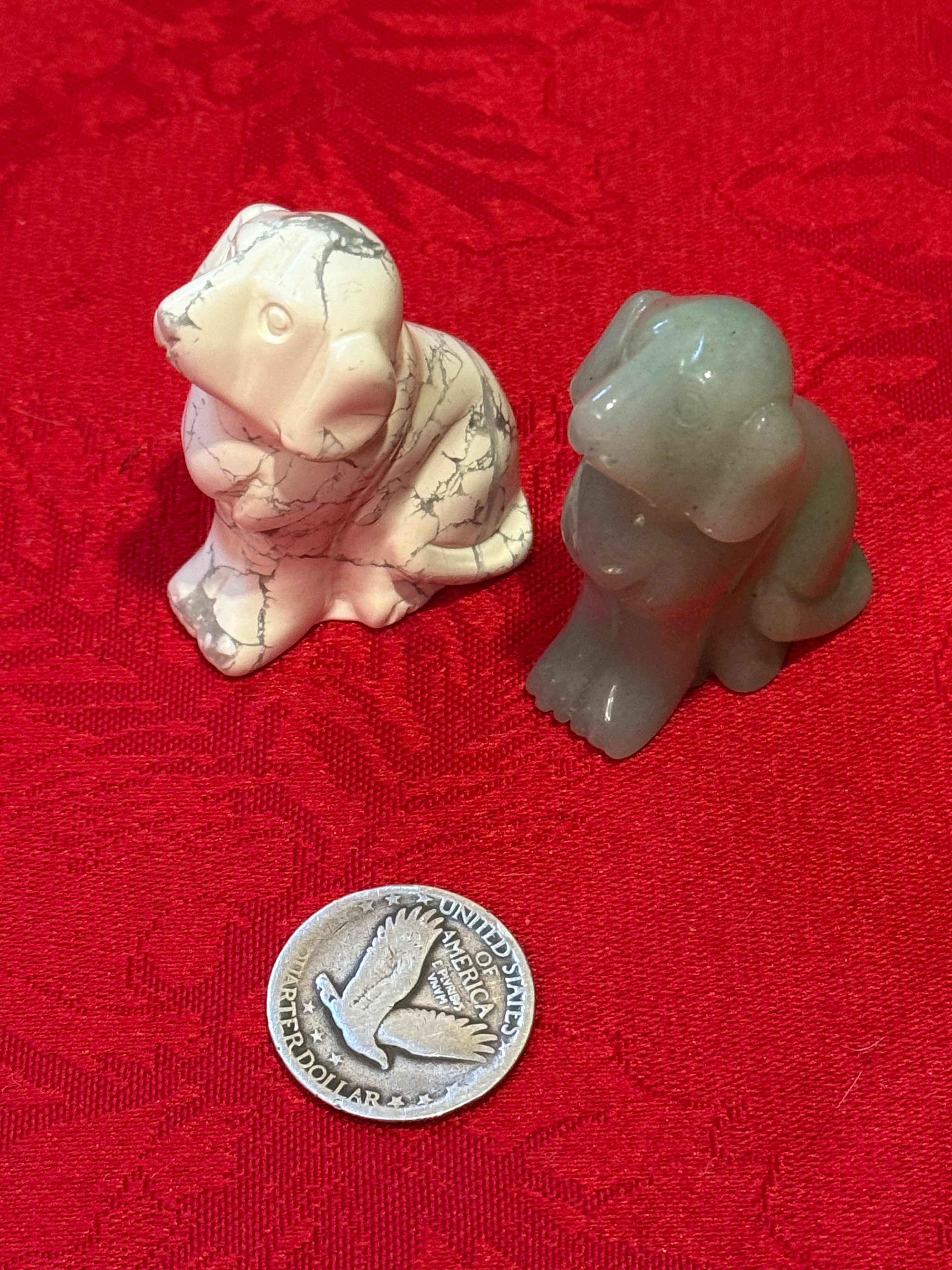 2” Howlite or Green Aventurine Puppy Dog