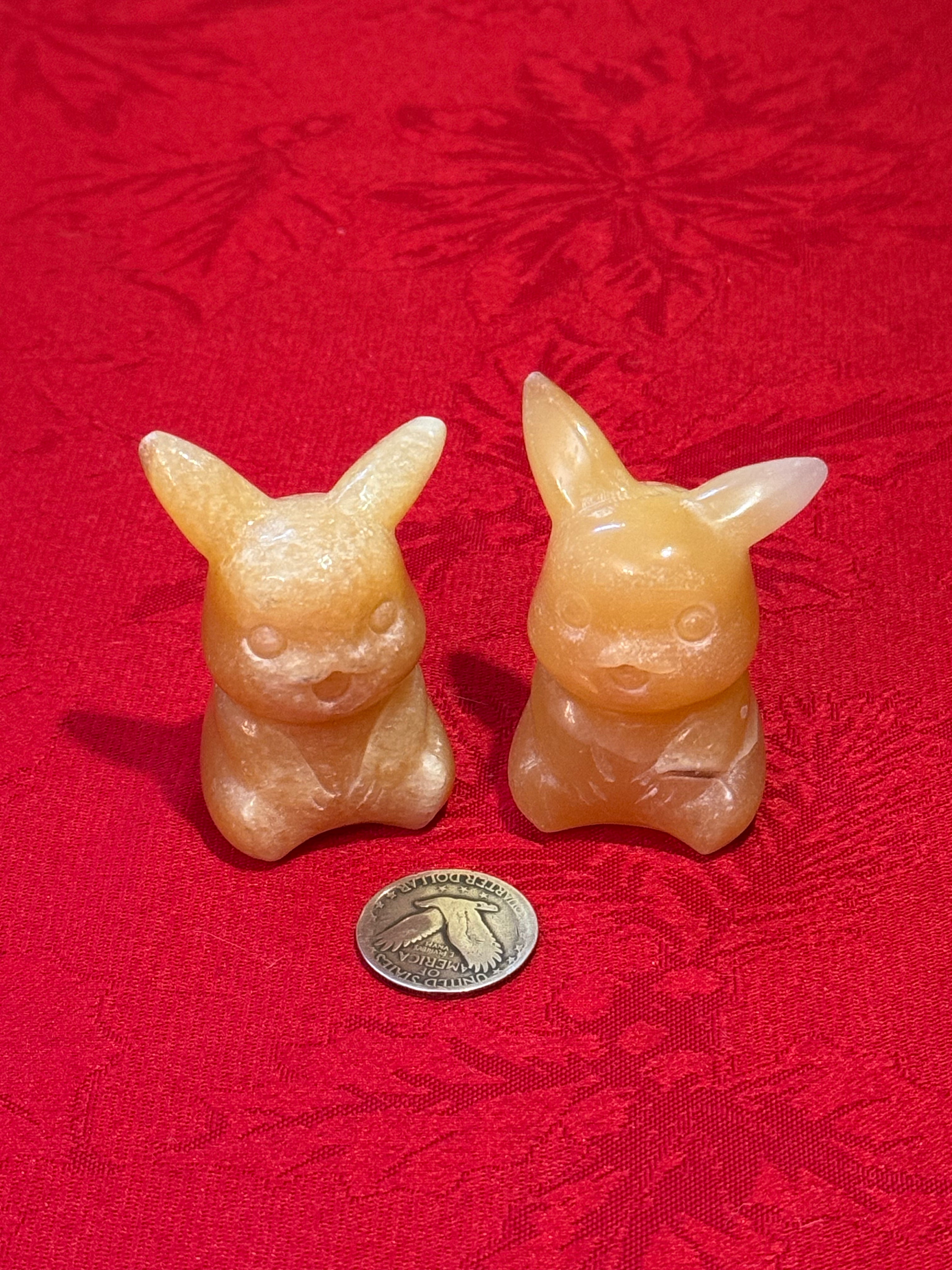 2-3/8” Orange Calcite Pokemon Pikachu