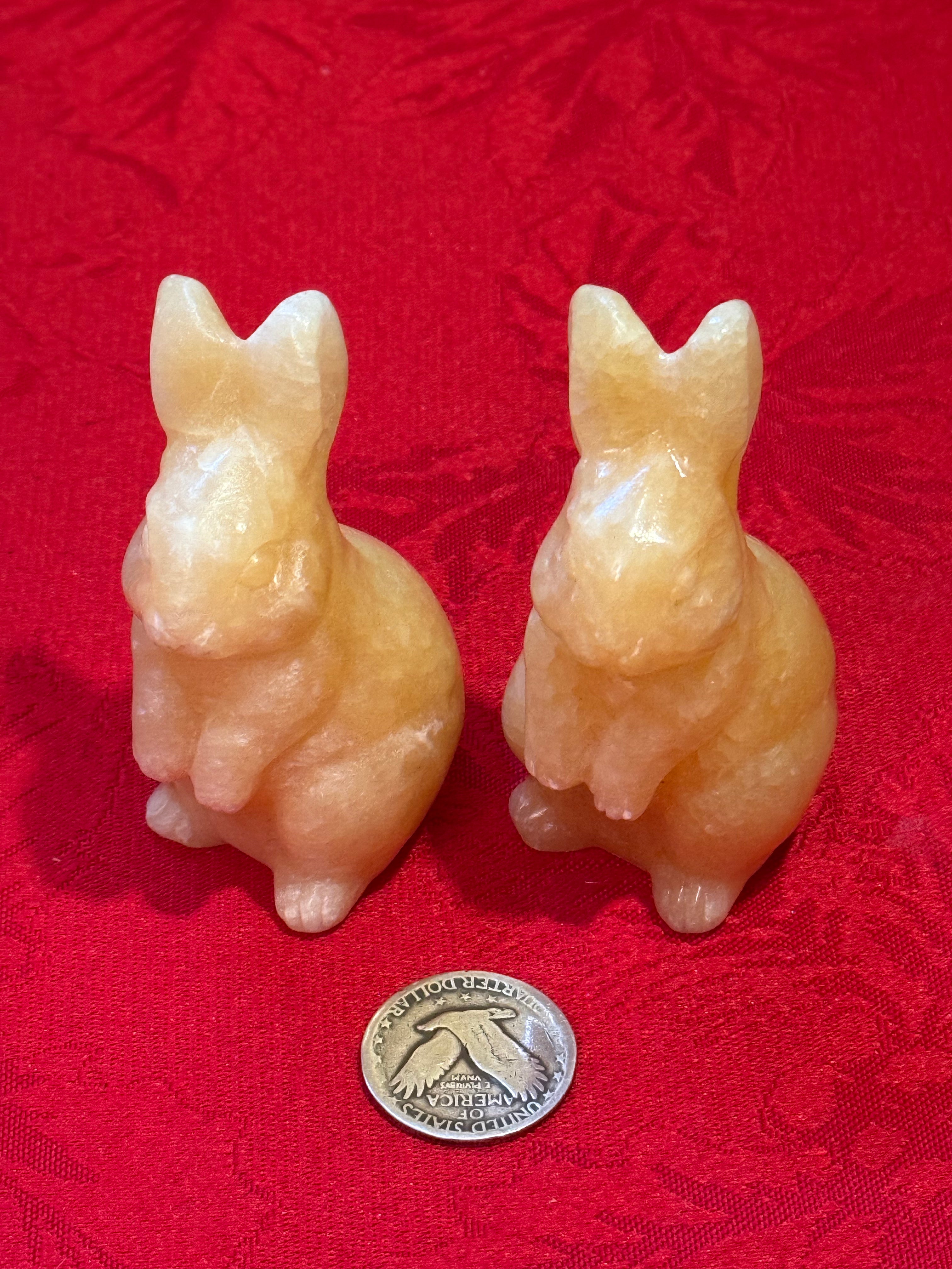 3” Orange Calcite Bunny Rabbit Carved Crystal