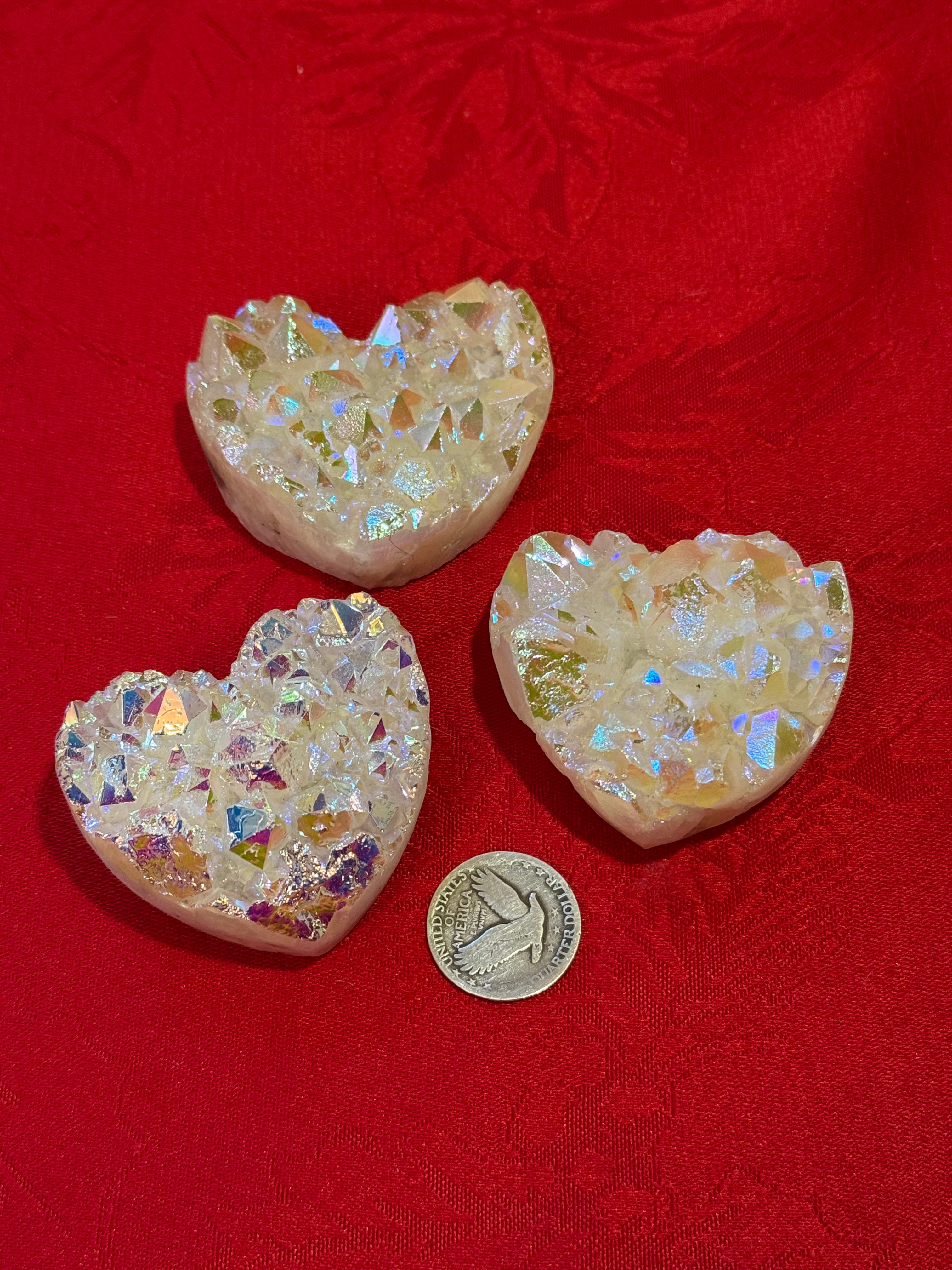 Angel Aura Quartz Geode Hearts