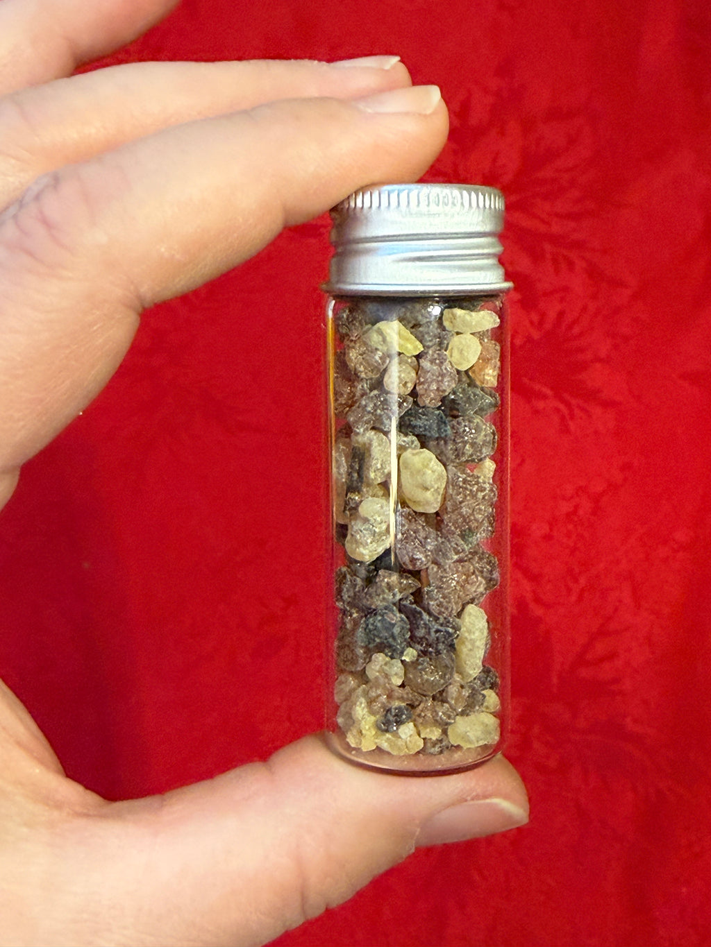 Frankincense and Myrrh Resin Incense in Glass Lidded Bottle