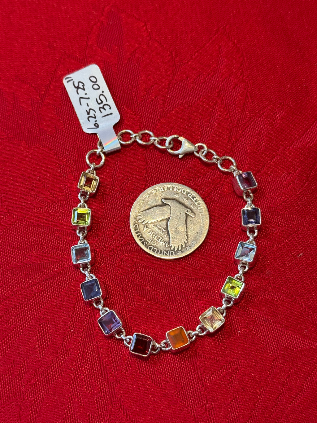 6.25-7.25” Faceted Gemstone Sterling Silver Chakra Bracelet