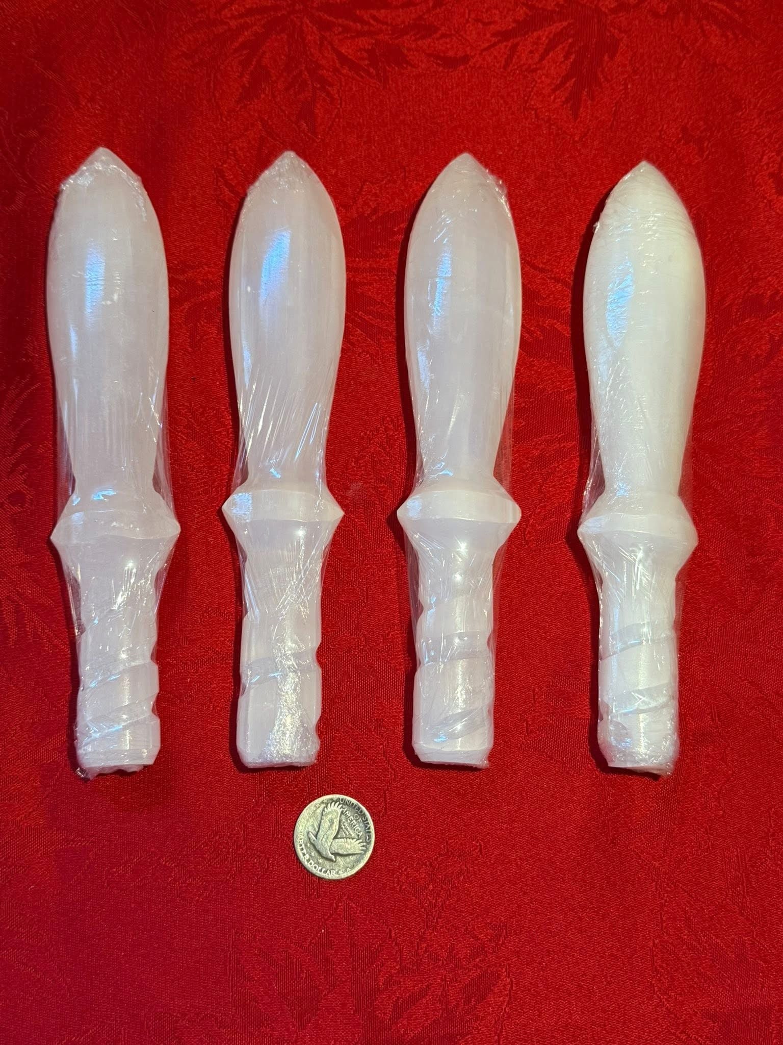 8” Satin Spar Selenite Athame (Ceremonial Knife for Energetic Cord Cutting)