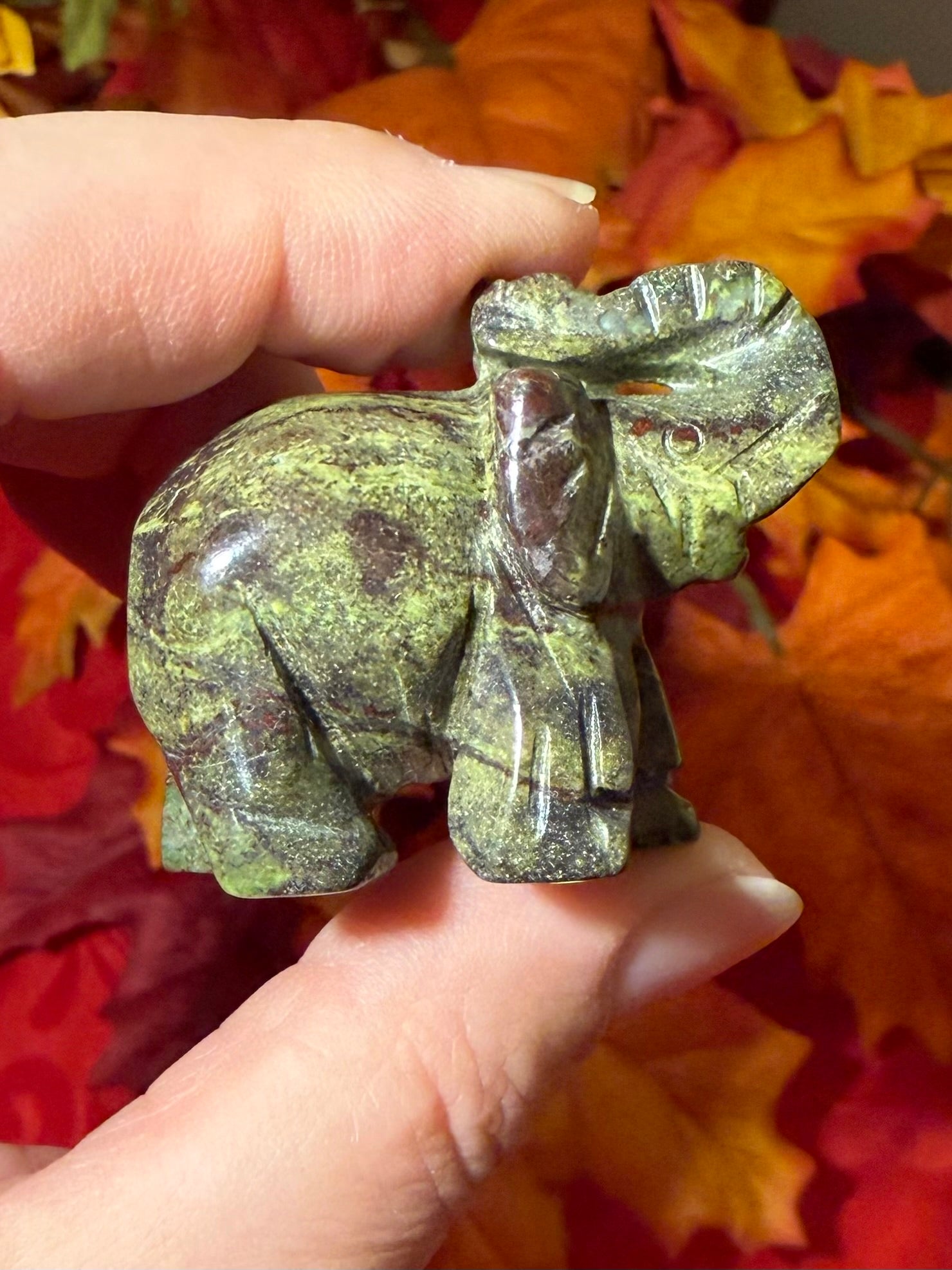 1.5” Dragonsblood Jasper Carved Crystal Elephant