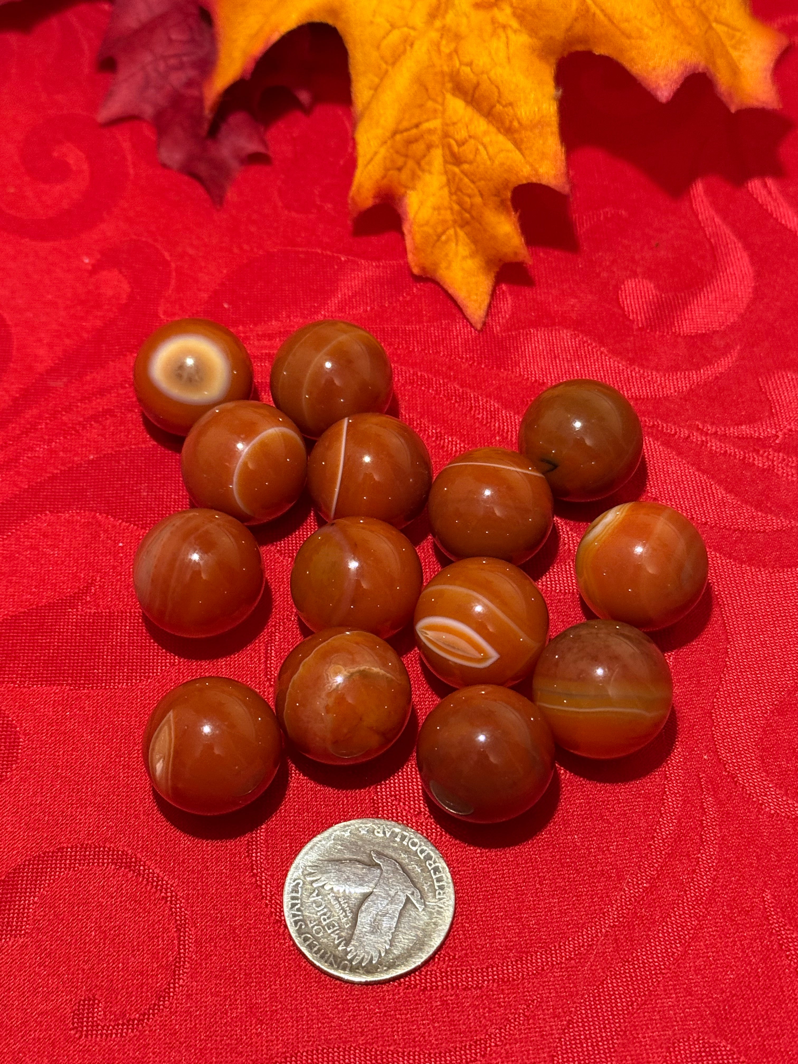 Carnelian Agate Marble-Sized Mini Spheres