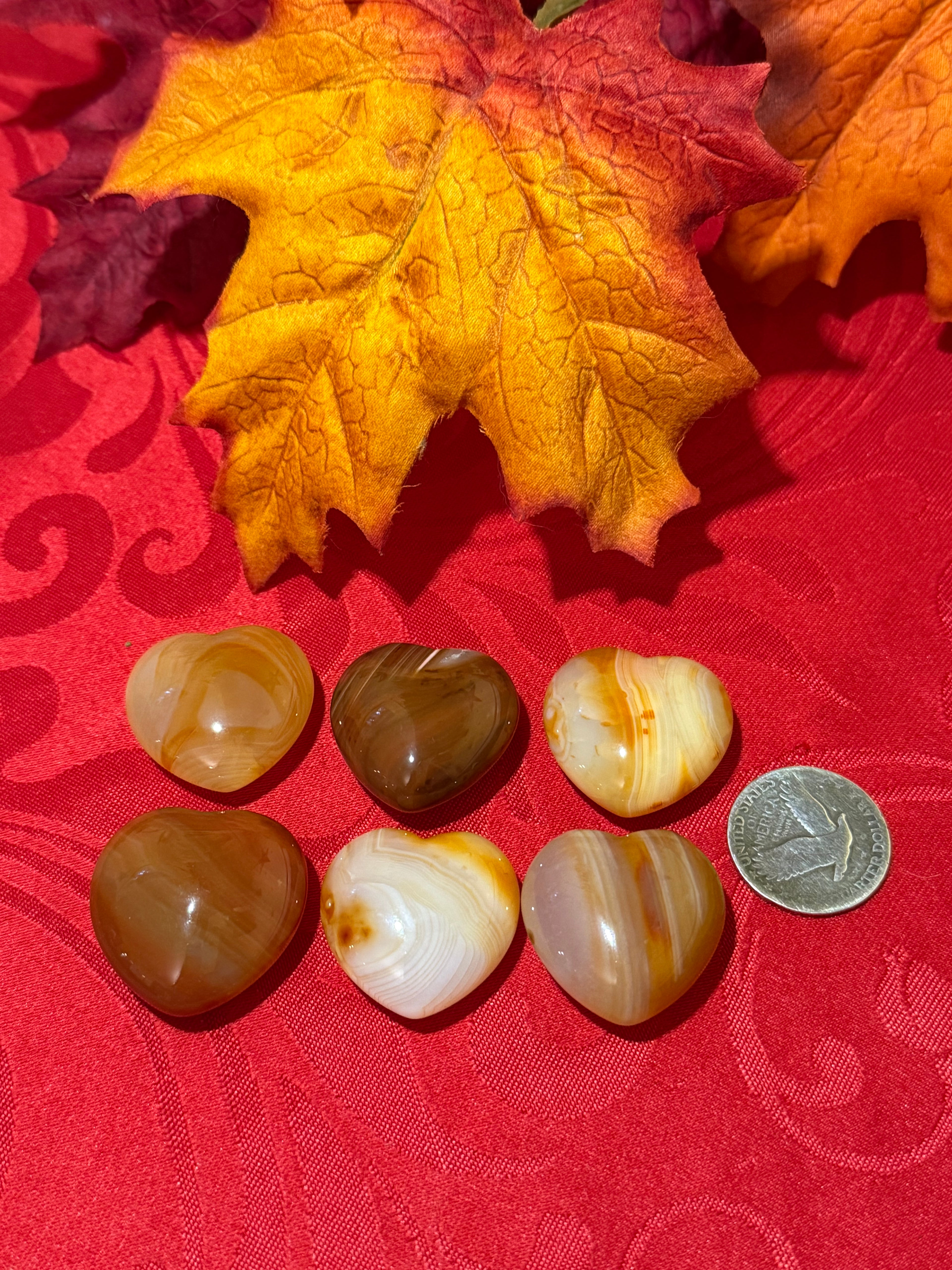 Carnelian Agate Carved Polished Hearts