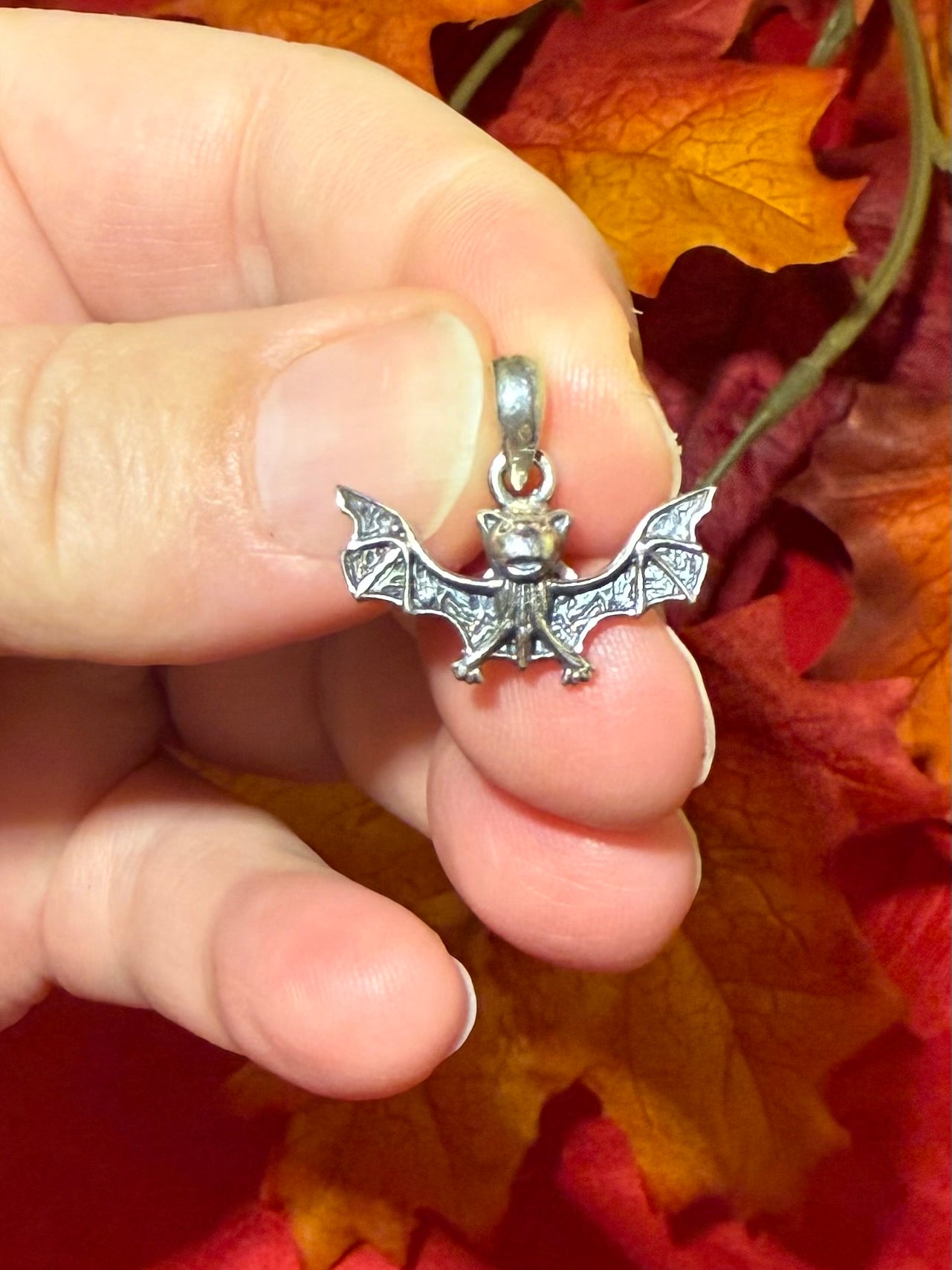 .75” Sterling Silver Bat Charm
