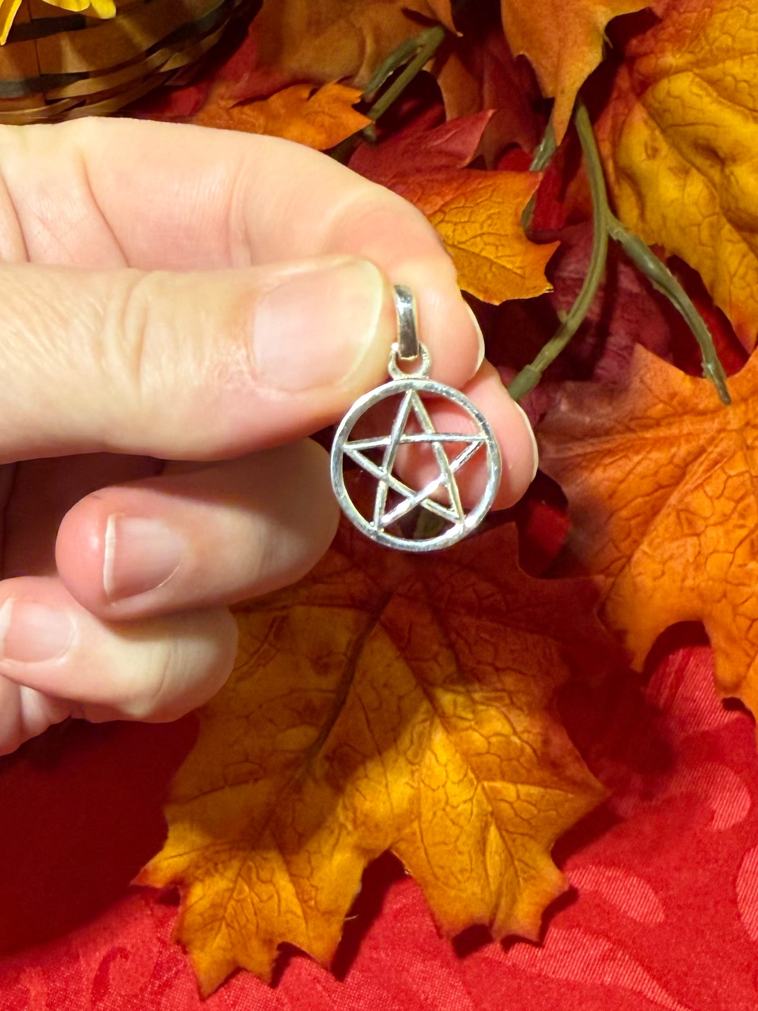 1” Solid Sterling Silver Pentacle Charm Pendant