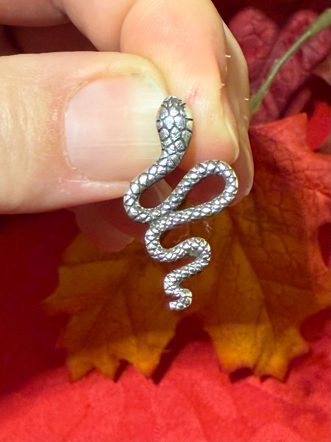 1” Sterling Silver Snake Charm Pendant