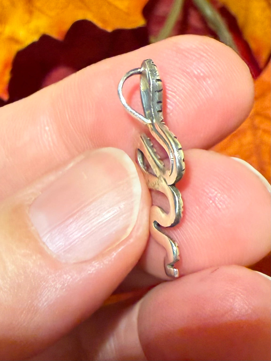 1” Sterling Silver Snake Charm Pendant