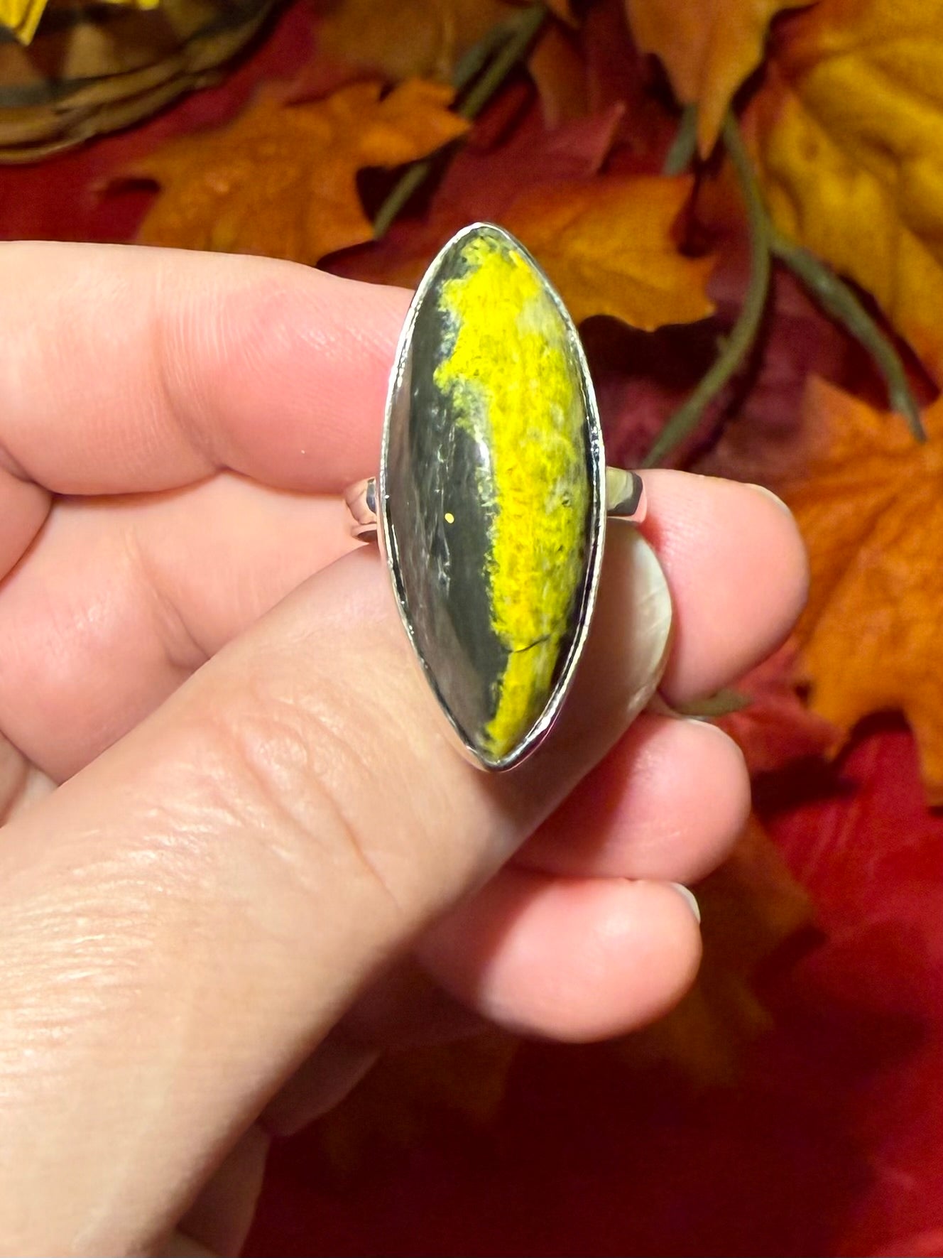 Bumblebee Jasper Sterling Silver Ring, size 6