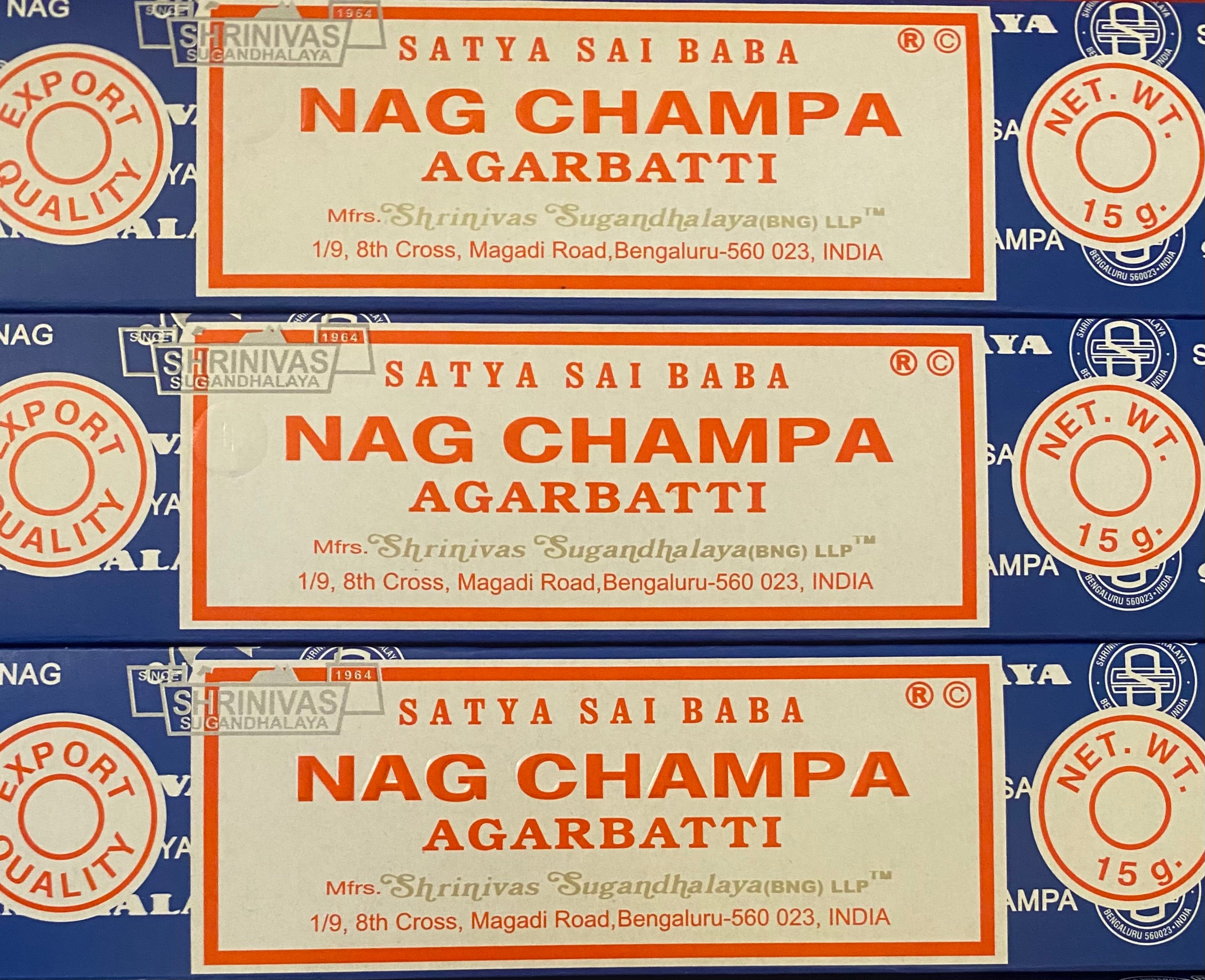 Satya Sai Baba Nag Champa Incense Sticks 15g Box